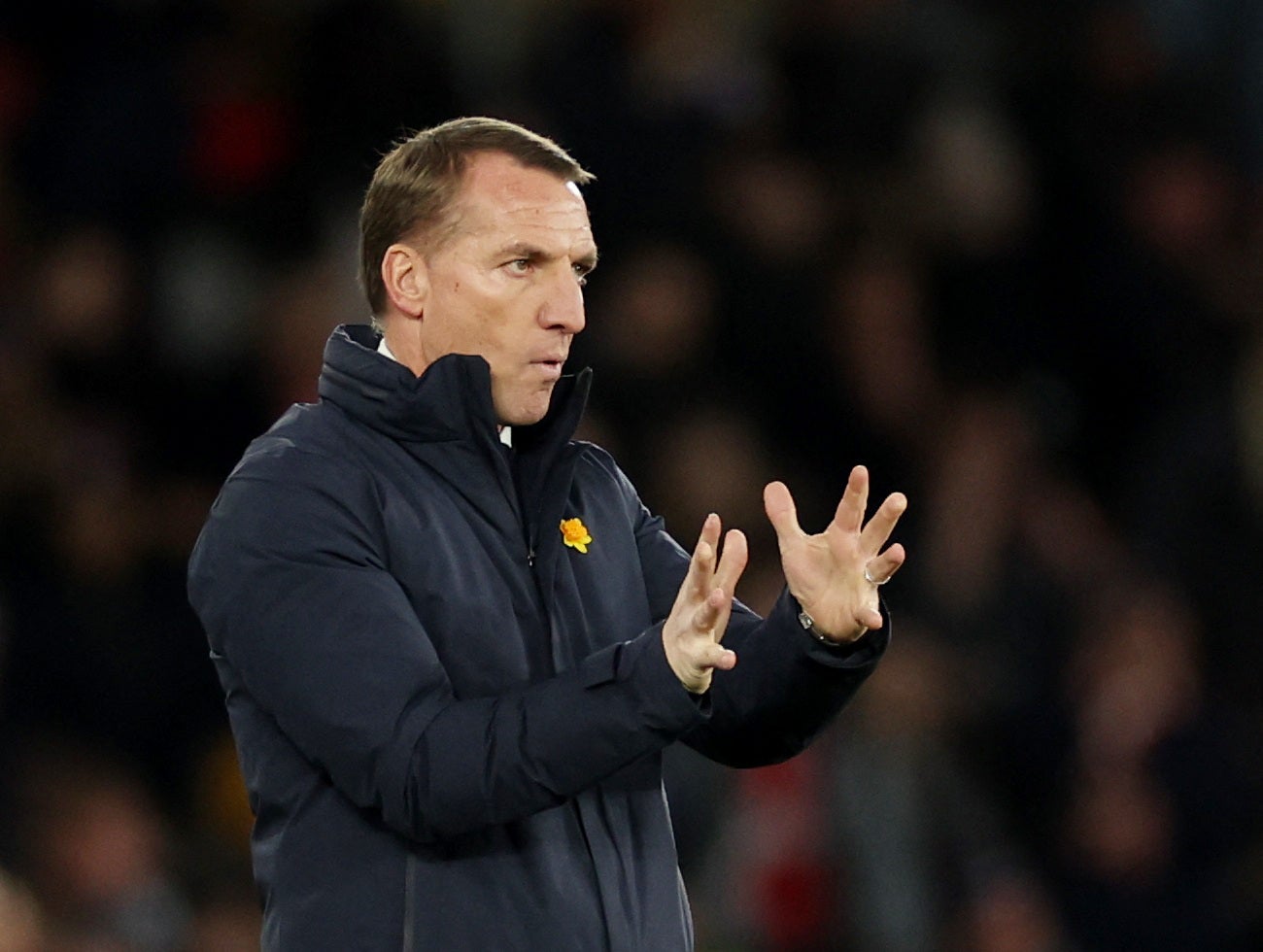 Brendan Rodgers on the touchline for Leicester