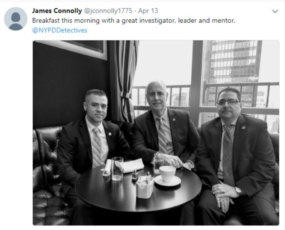 James Connolly tweeted about having breakfast with his ‘mentor’ Robert Boyce, the former NYPD chief of detectives, in 2014