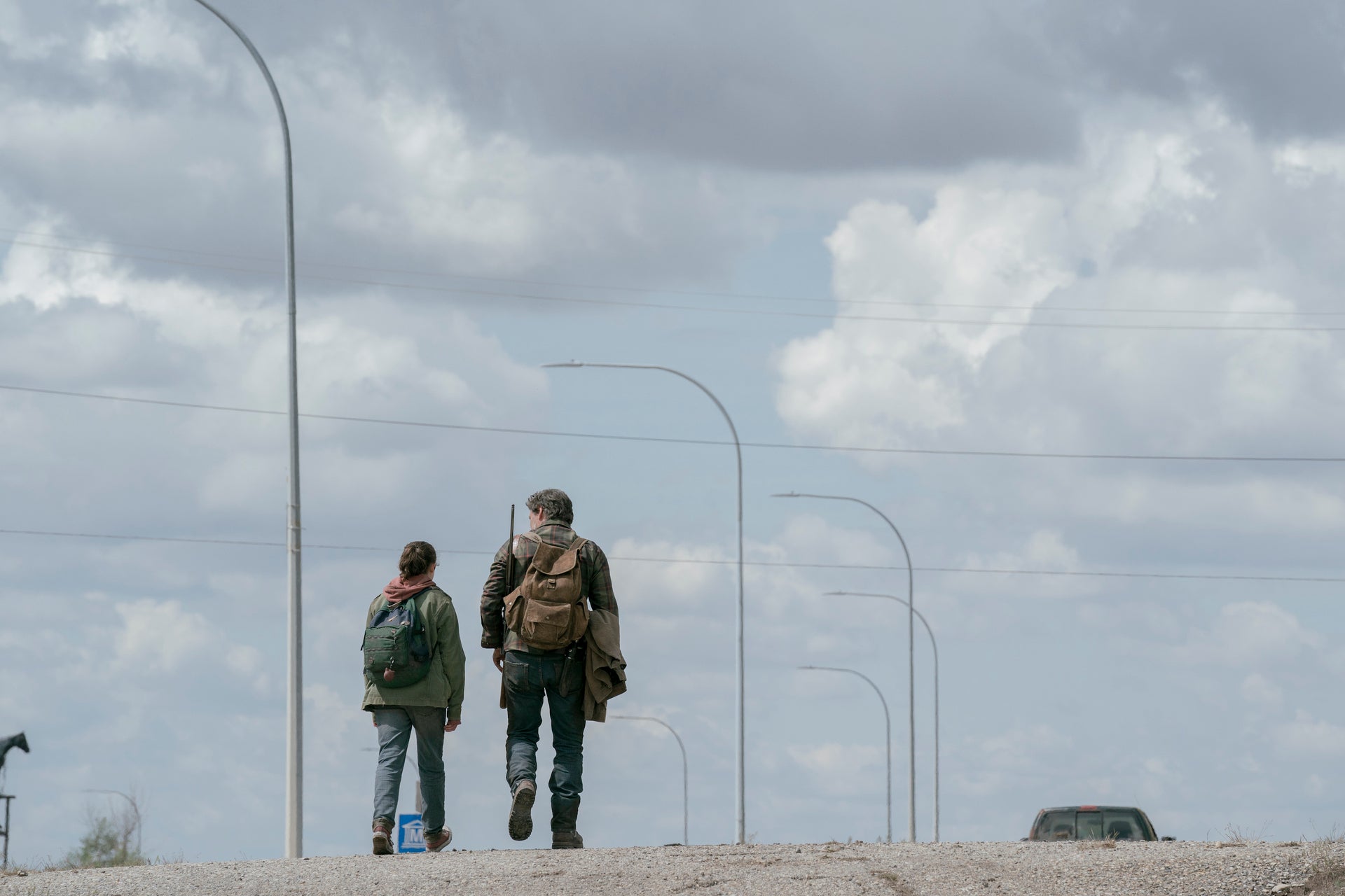 Bella Ramsey, left, and Pedro Pascal in a scene from ‘The Last of Us’