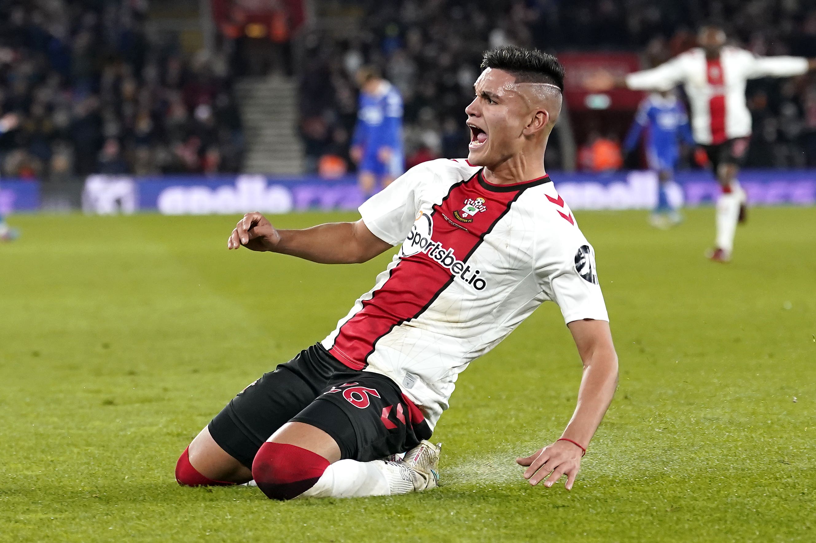 Southampton’s Carlos Alcaraz suffered a knee injury while celebrating his winning goal against Leicester last weekend (Andrew Matthews/PA)