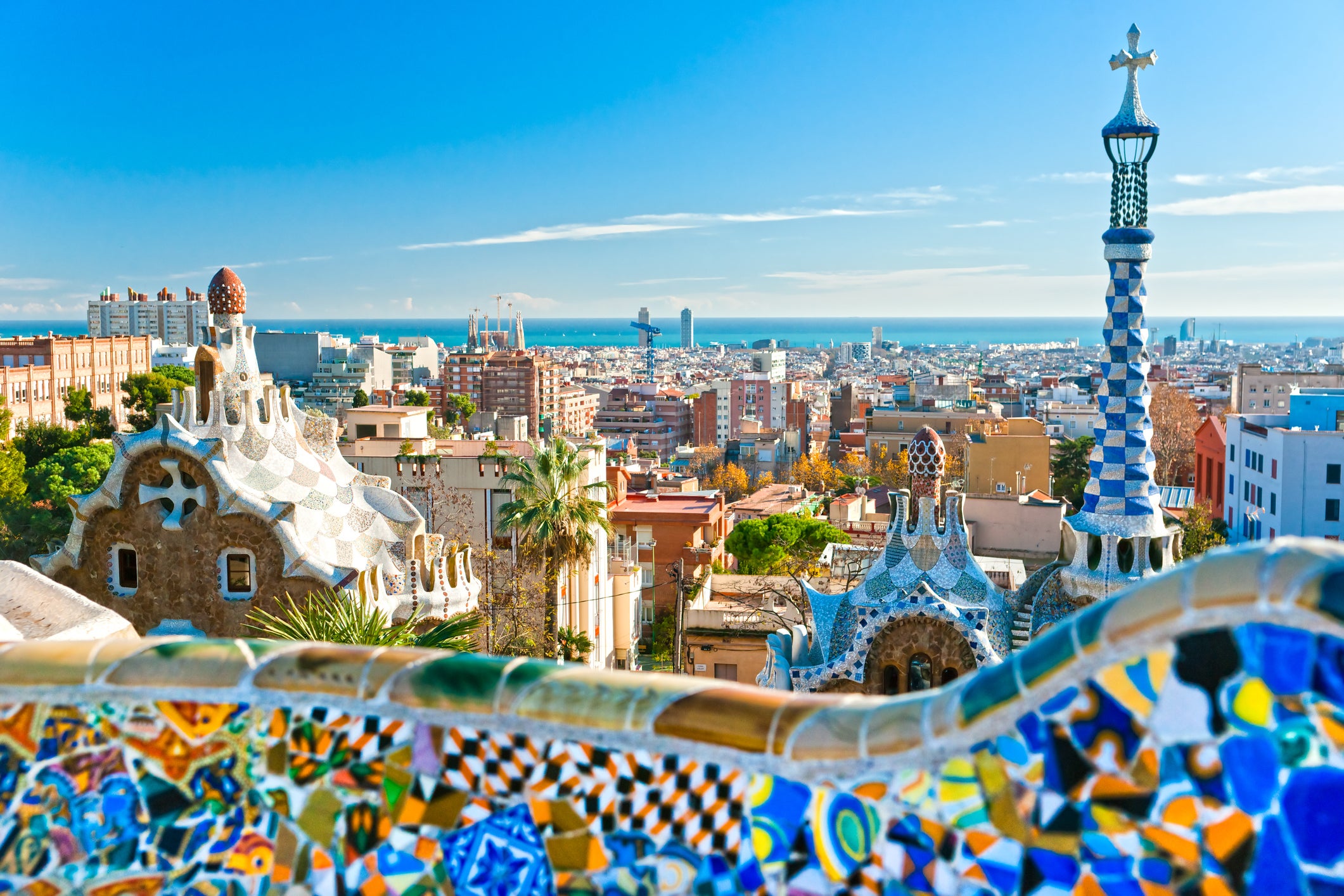 Park Guell is decked out like some fantastical candy wonderland