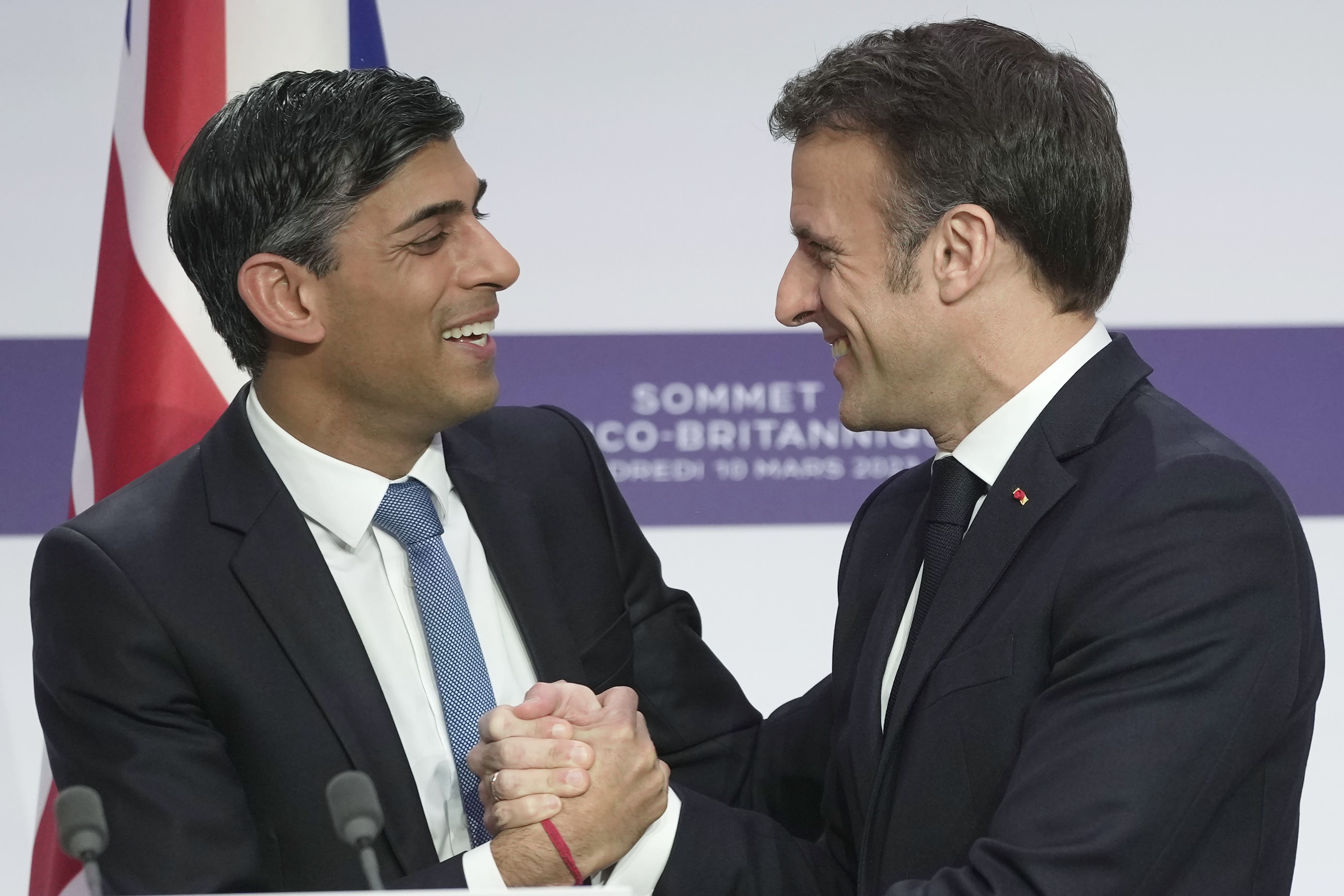 Prime Minister Rishi Sunak and French president Emmanuel Macron (Kin Cheung/PA)