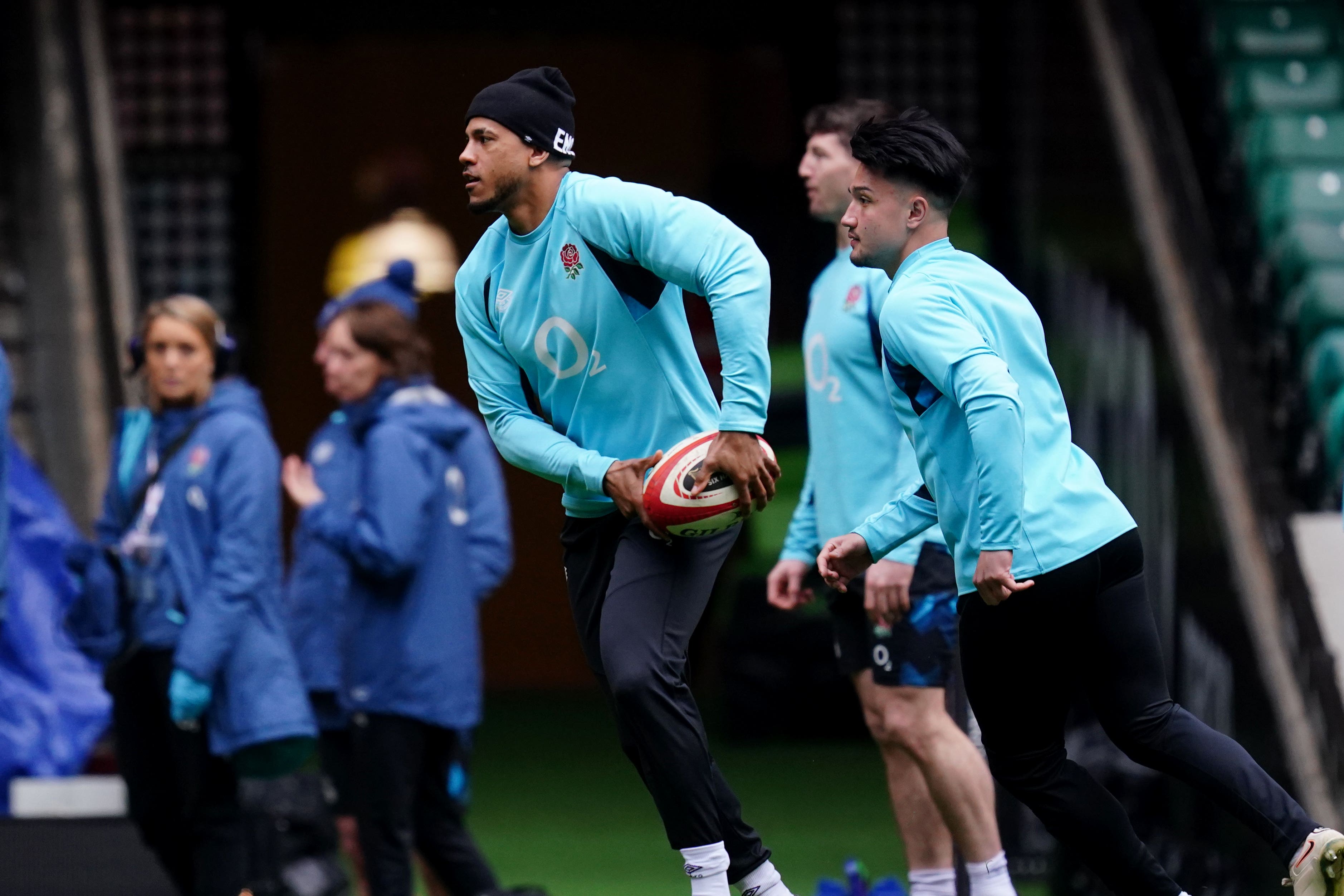 Anthony Watson, left, and Marcus Smith during a training session (David Davies/PA)