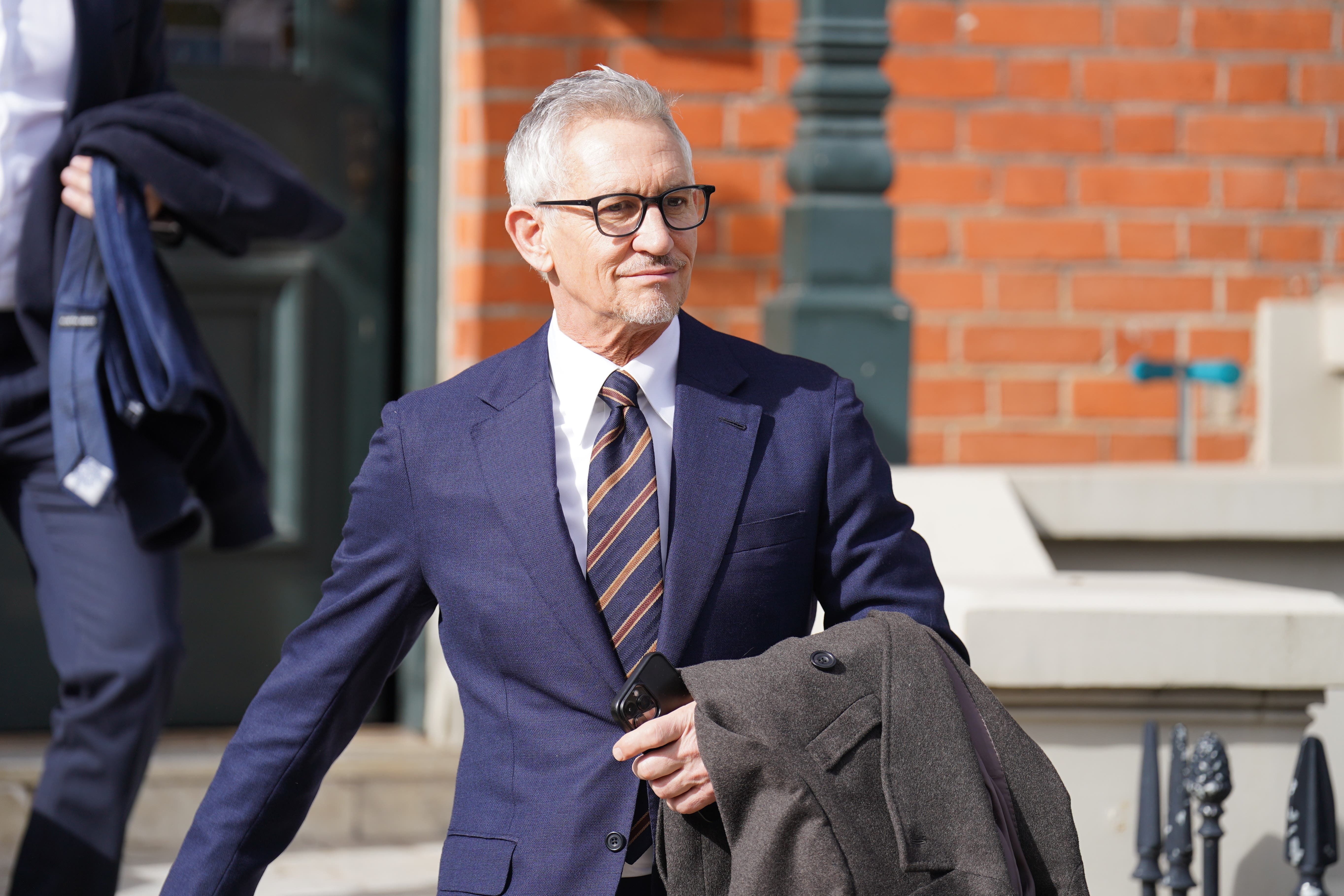 Gary Lineker outside his home in London on Saturday morning