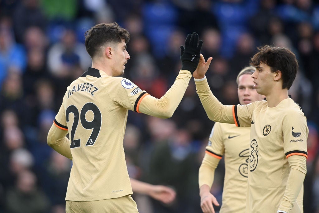 Havertz, left, was on the scoresheet for the second straight game for Chelsea