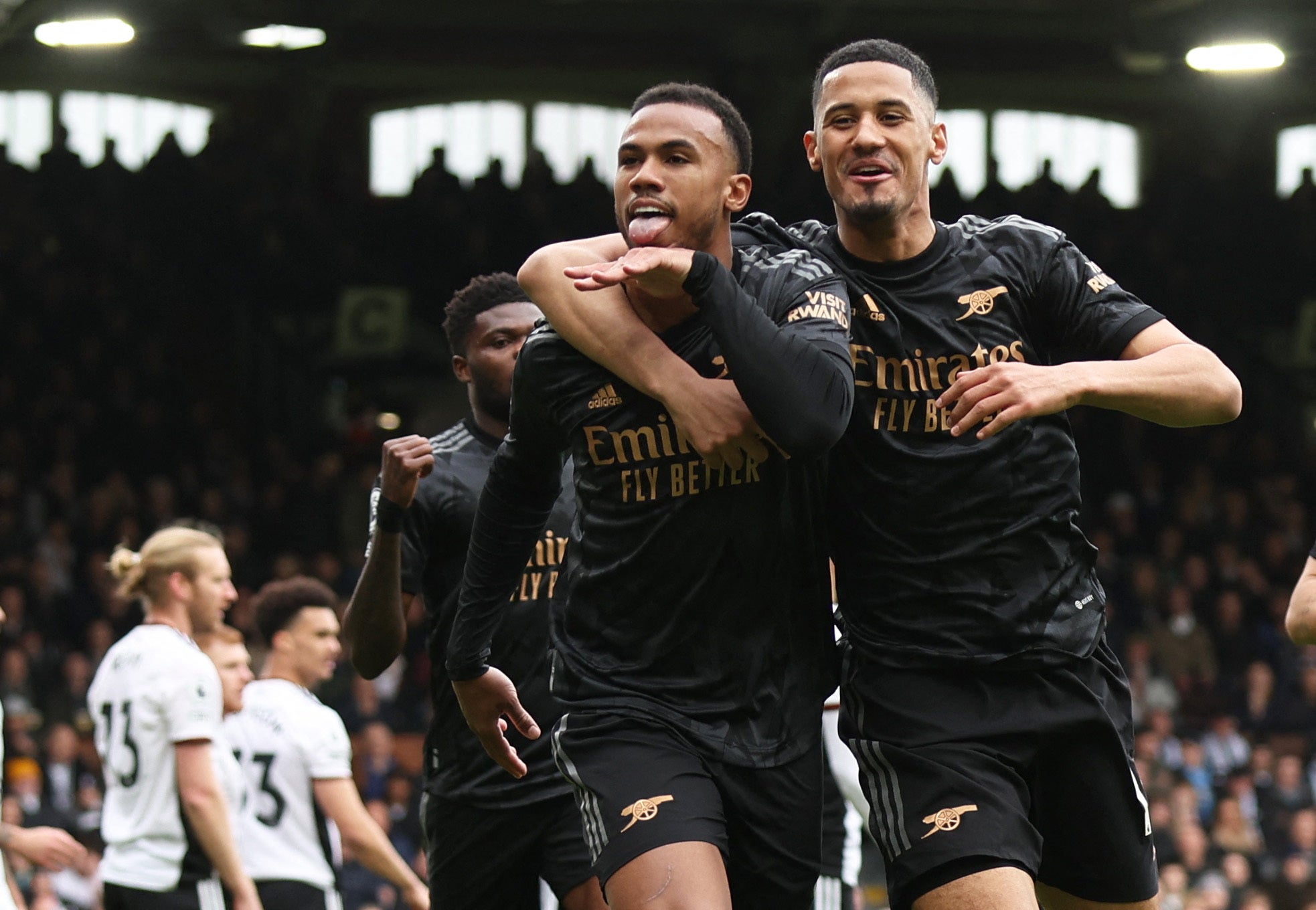 Gabriel celebrates scoring Arsenal’s opening goal