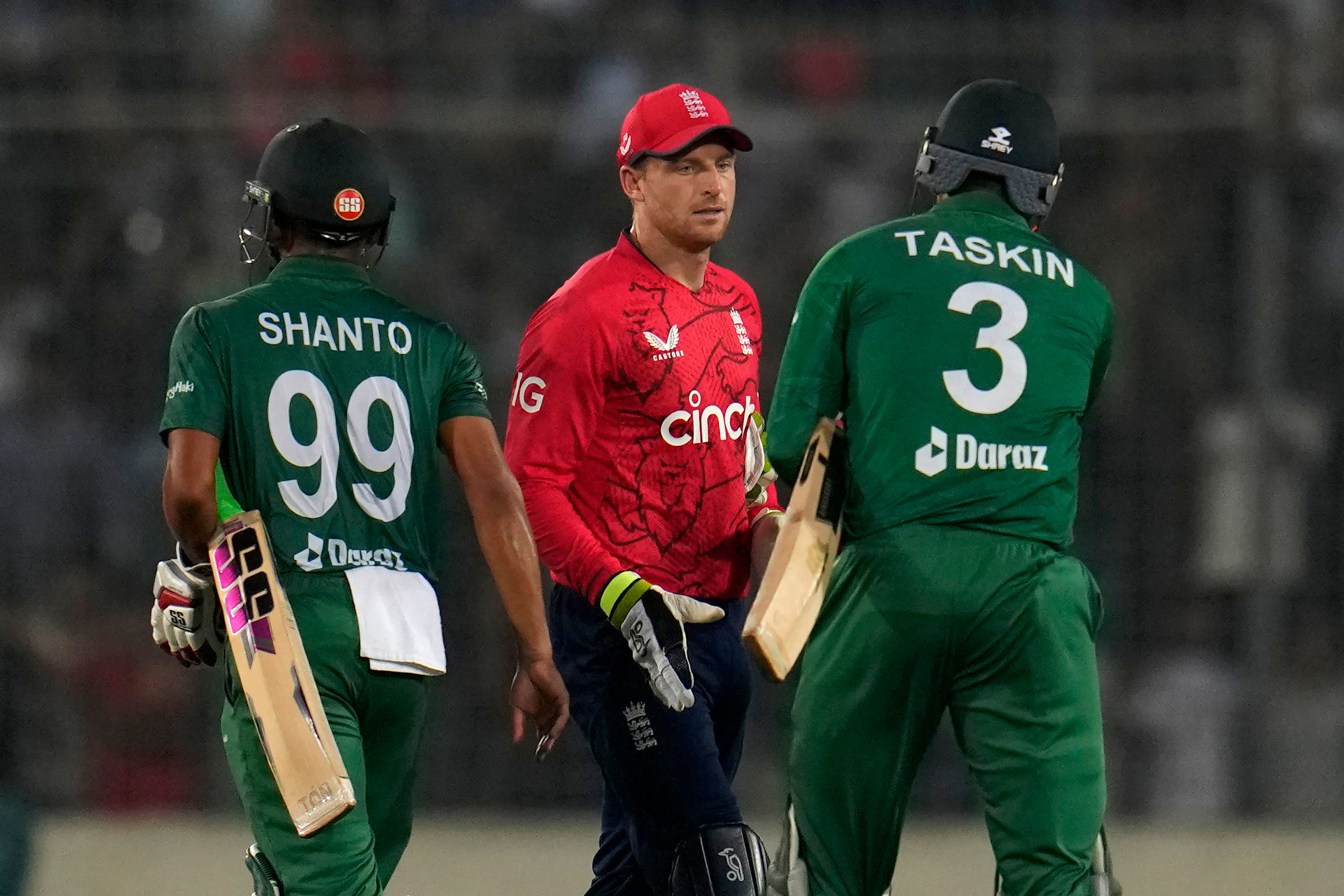 England captain Jos Buttler saw his side beaten by Bangladesh (Aijaz Rahi/AP).