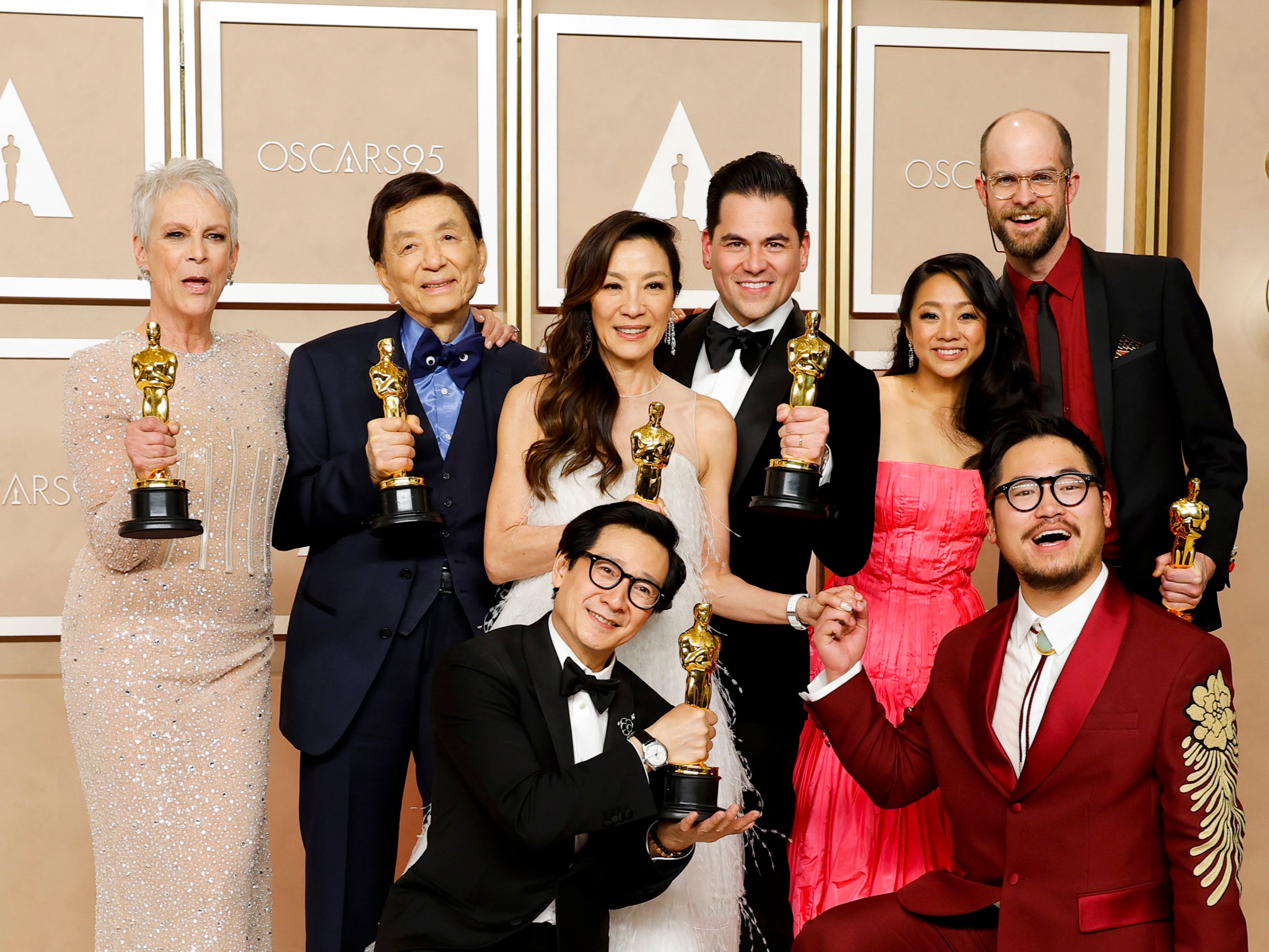 The cast and directors of ‘Everything Everywhere All at Once’, which swept the Oscars