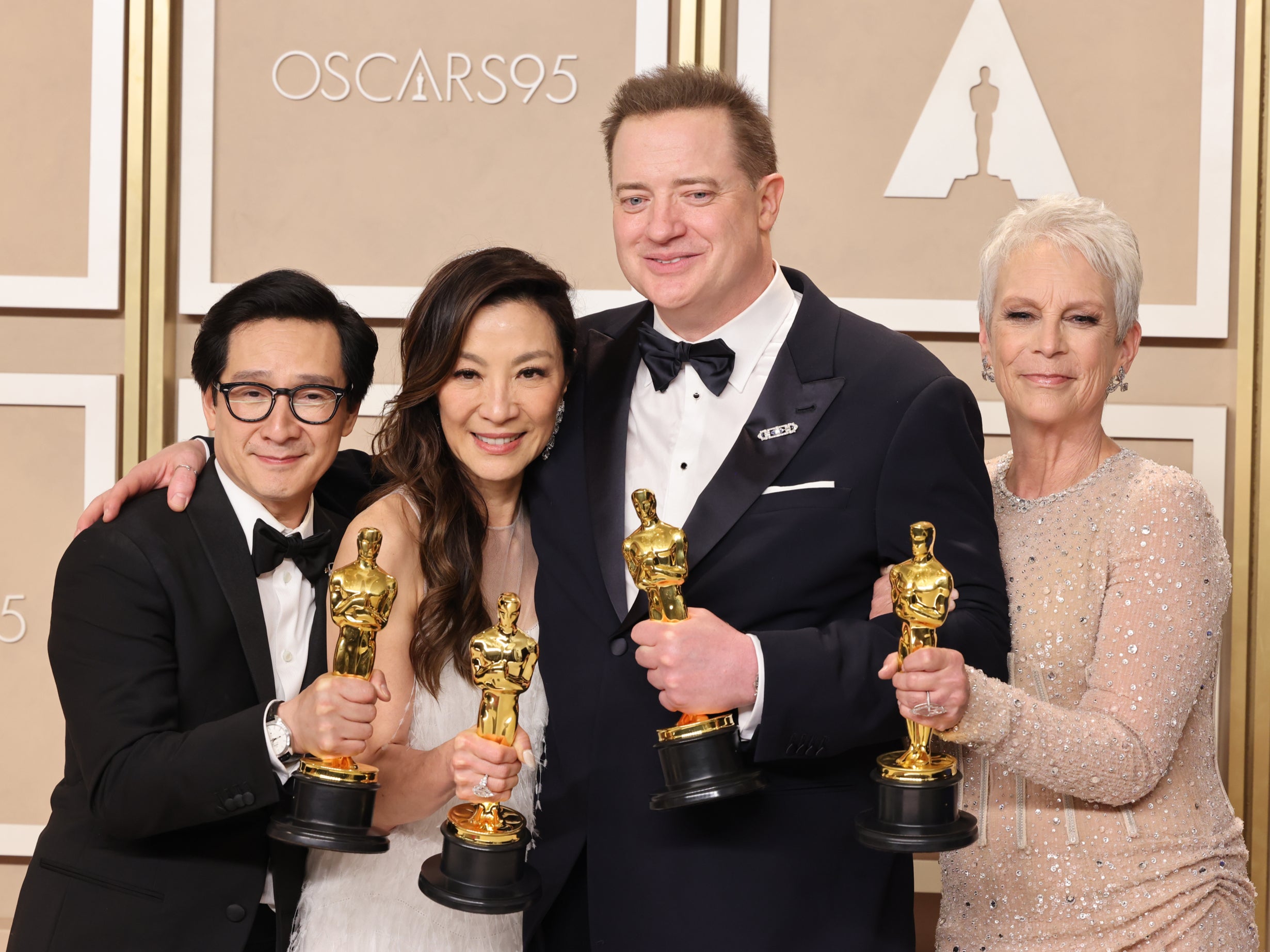 Ke Huy Quan, Michelle Yeoh, Brendan Fraser and Jamie Lee Curtis