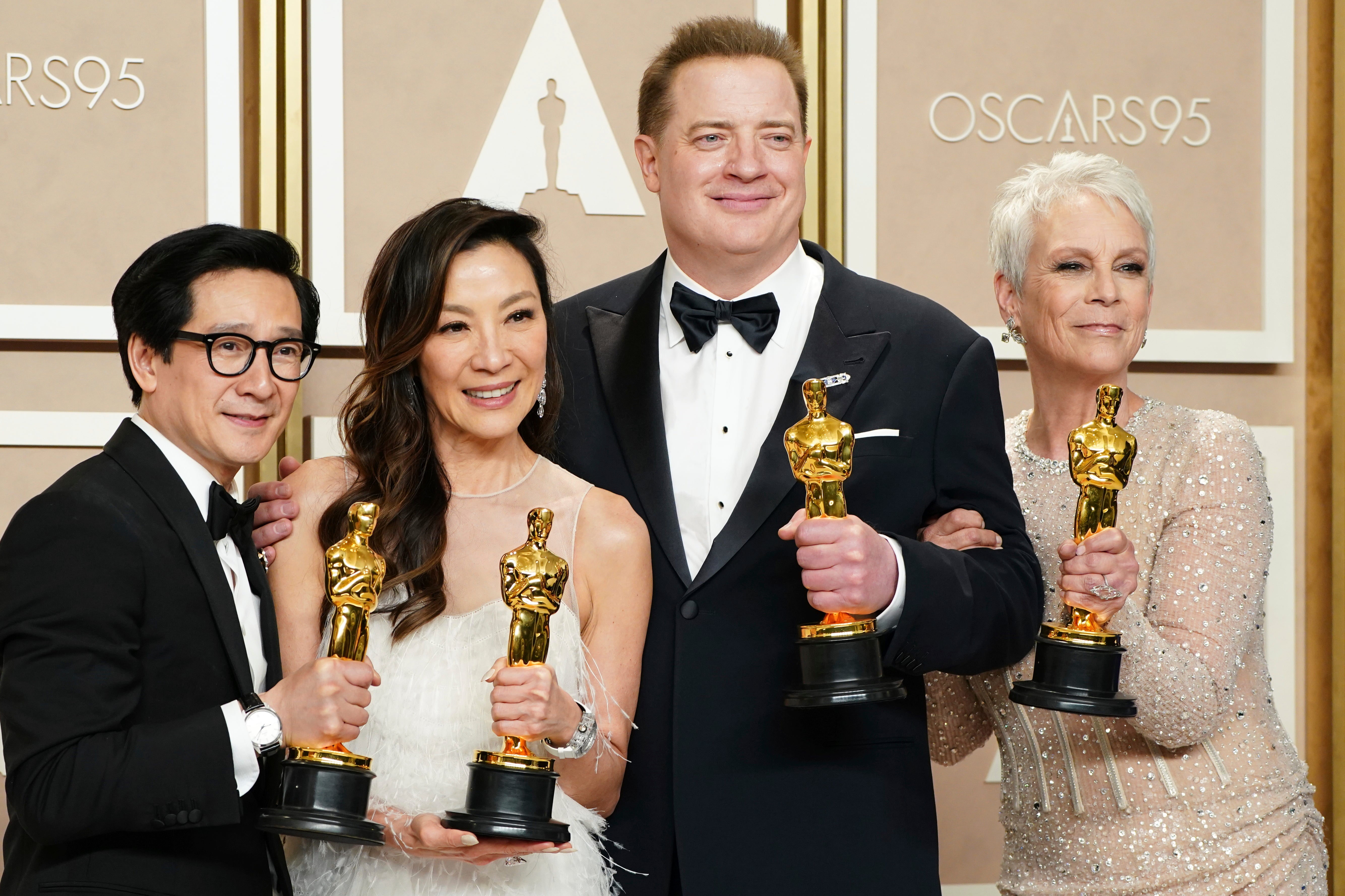 Ke Huy Quan, Michele Yeoh, Brendan Fraser and Jamie Lee Curtis