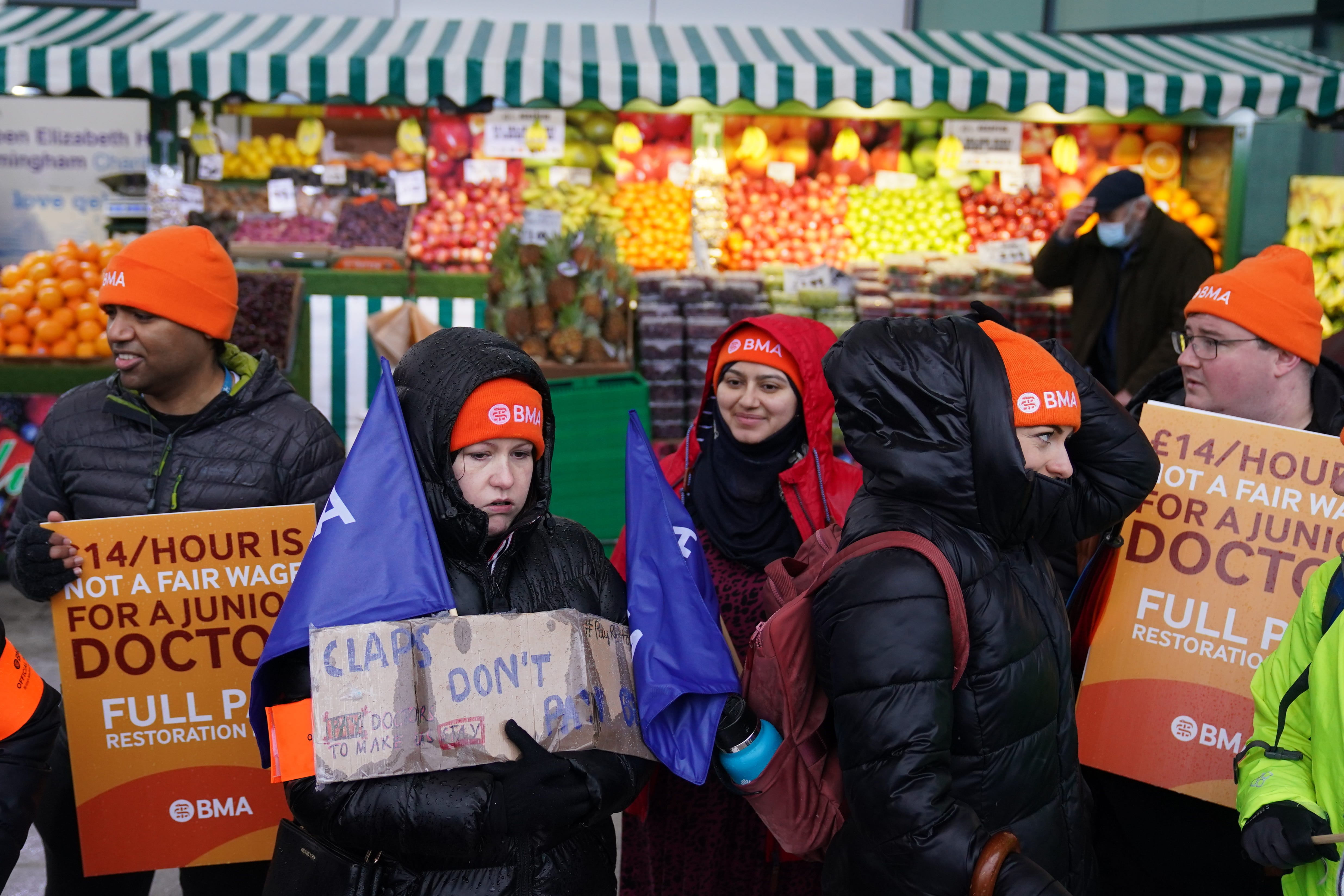 Tens of thousands of junior doctors have gone on strike across England, with the NHS bracing itself for three days of mass disruption (Jacob King/PA)