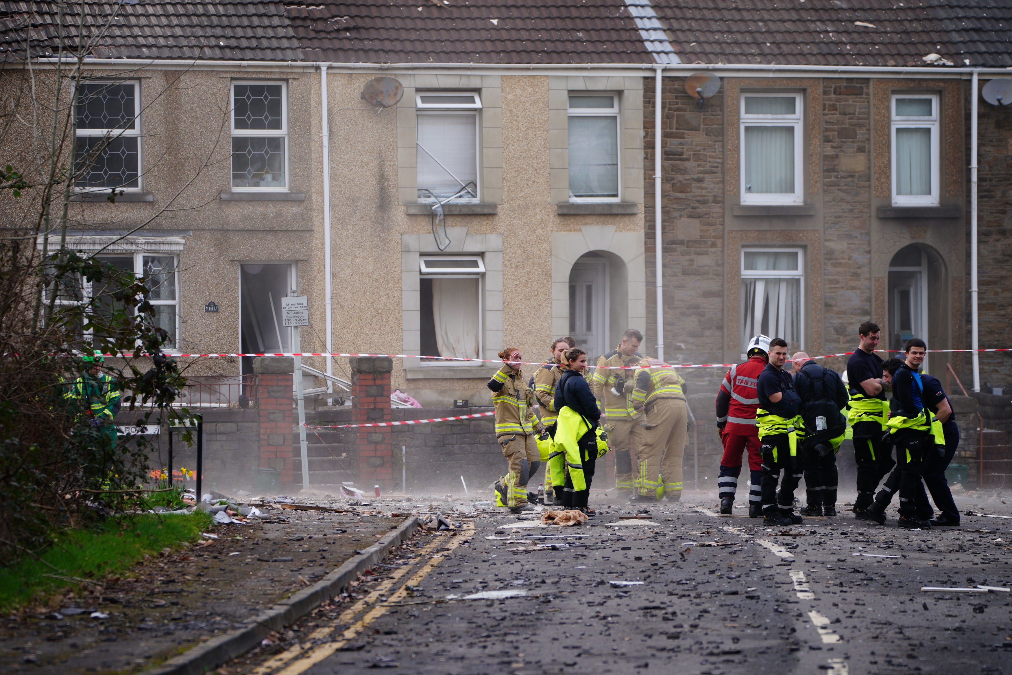 Police said two houses were in ruins and others were damaged