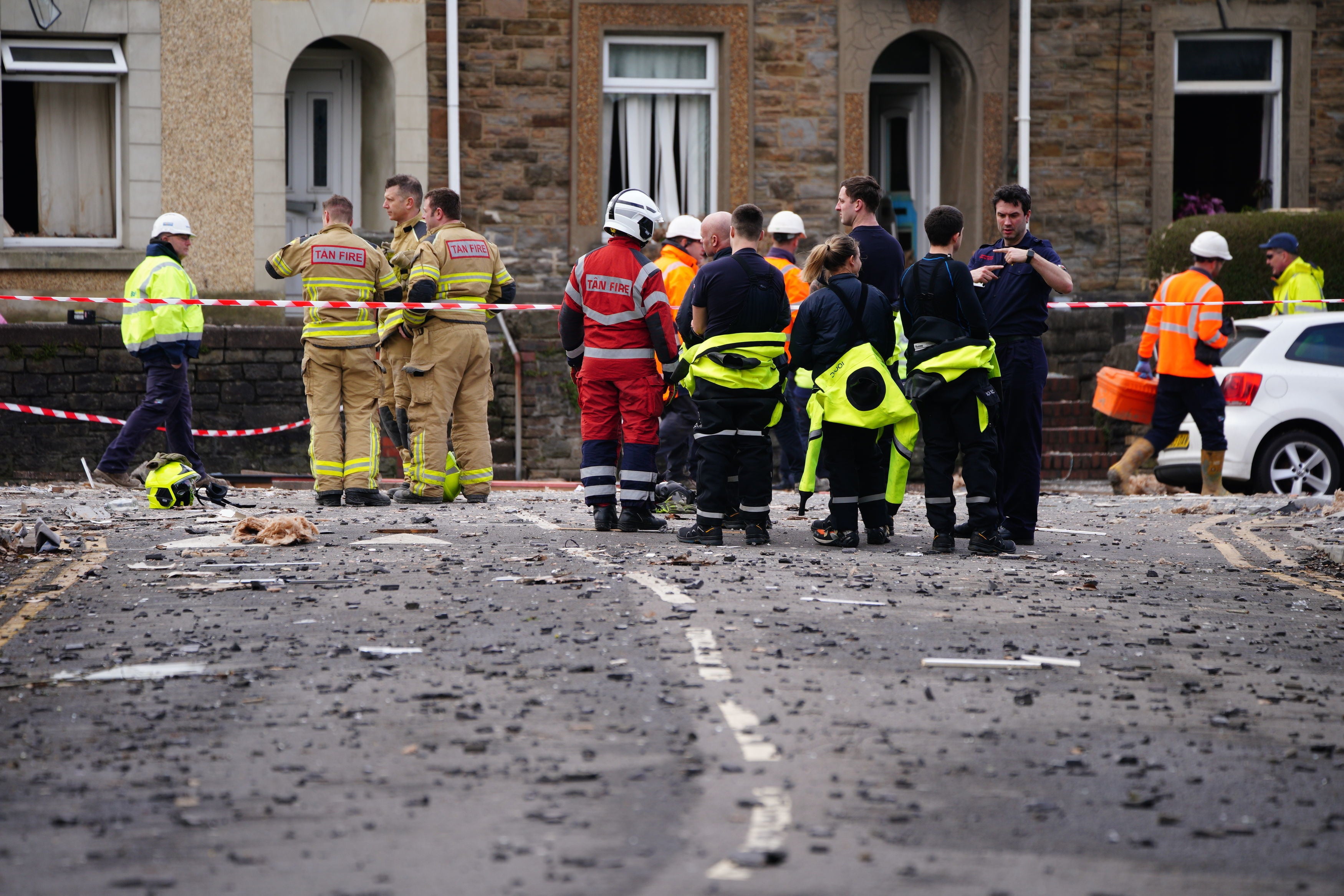 Debris littered the street after the blast on Monday morning