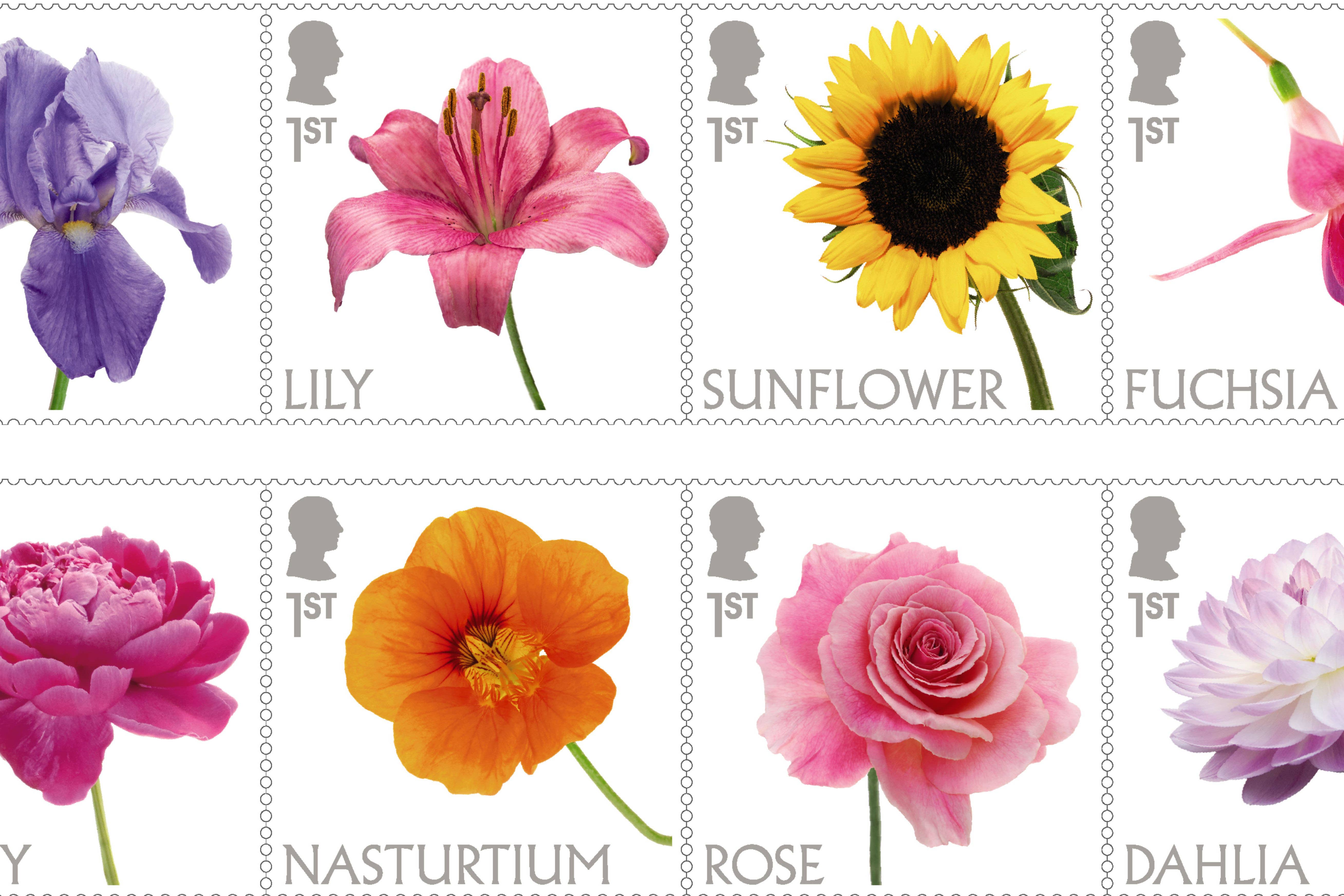 The collection of 10 stamps celebrates the nation’s favourite flowers (Royal Mail/PA)