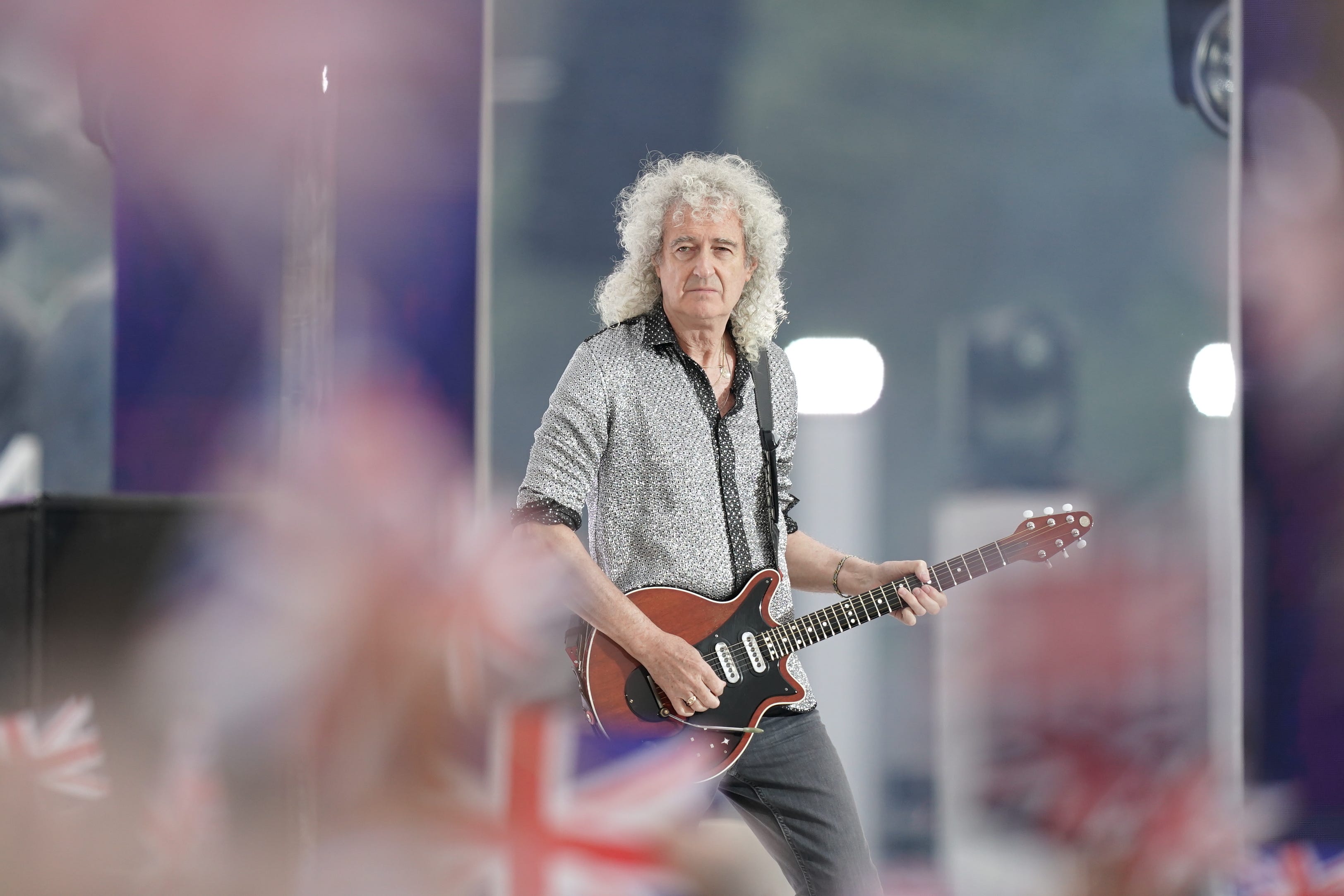 Brian May of Queen performs during the BBC’s Platinum Party at the Palace staged in front of Buckingham Palace, 2022