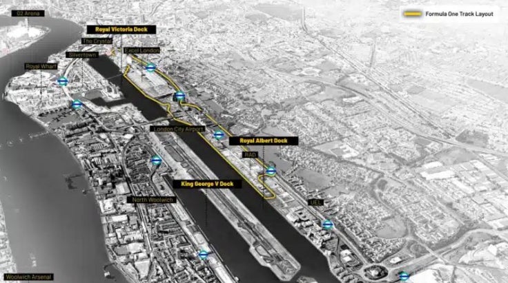 A proposed circuit map for the pitched London Grand Prix in the east of the capital