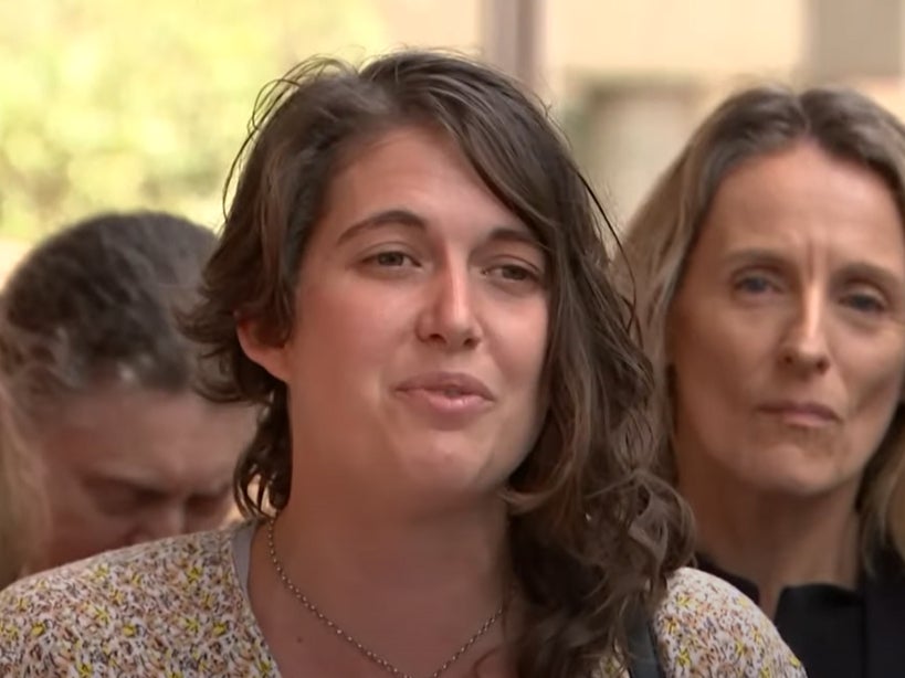 Deanna ‘Violet’ Coco addressing media outside court on Wednesday, 15 March 2023