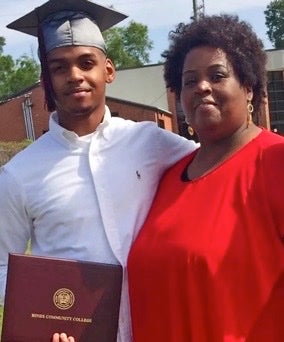 Rasheem Carter with his mother at his graduation