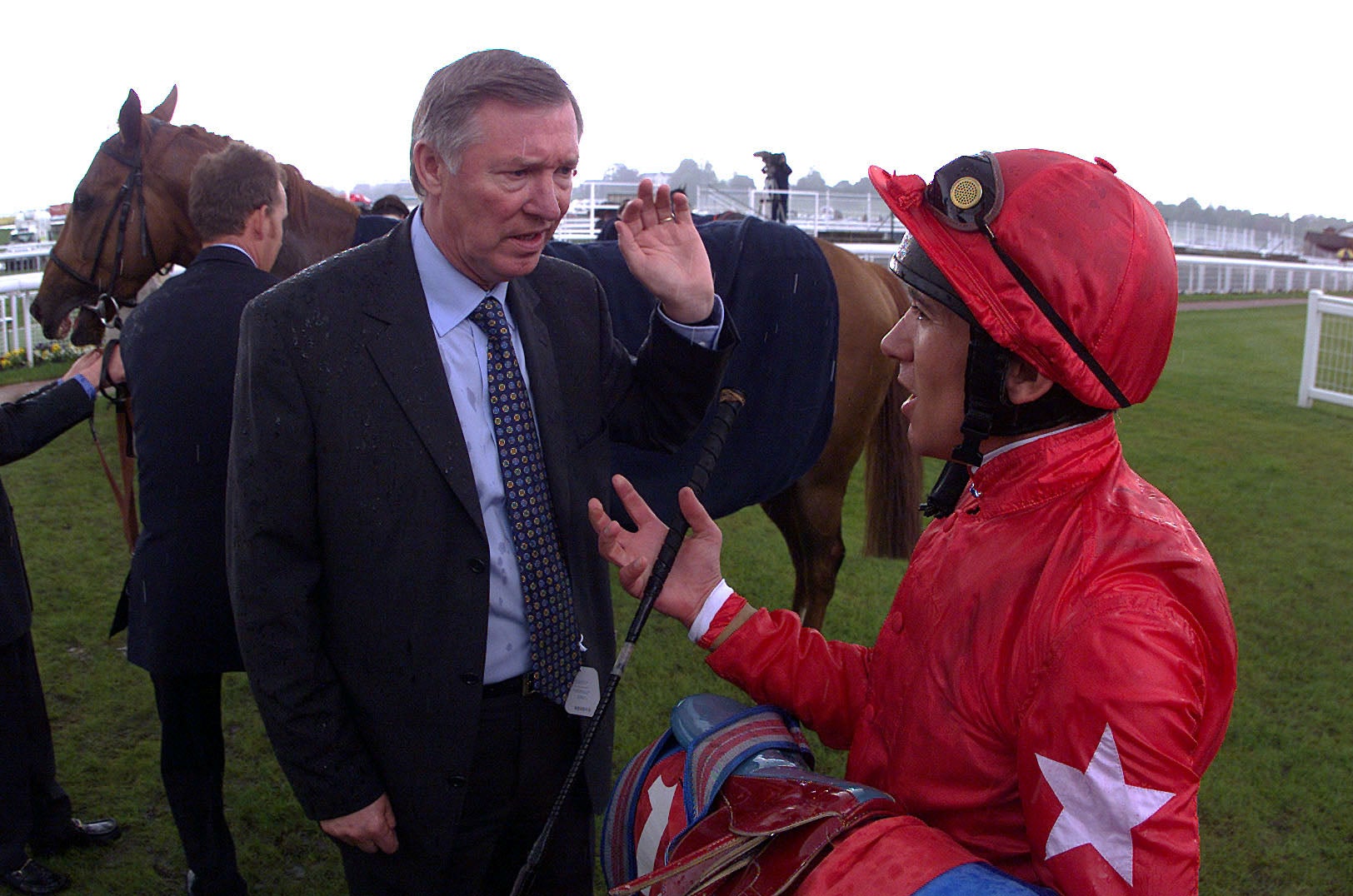 Sir Alex Ferguson talks to Frankie Dettori at York