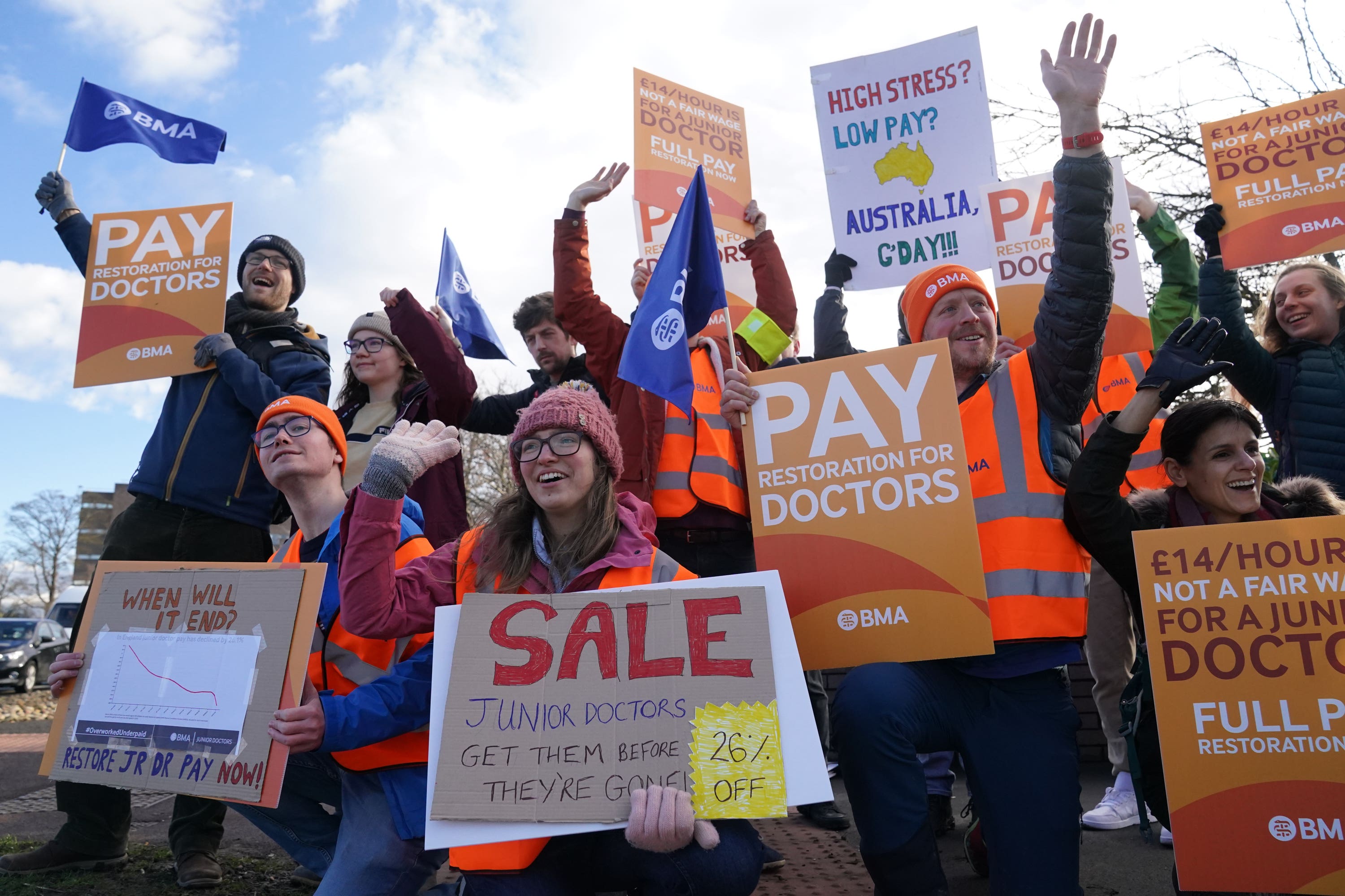 Junior doctors in England began a 72 hour walk out on Monday morning