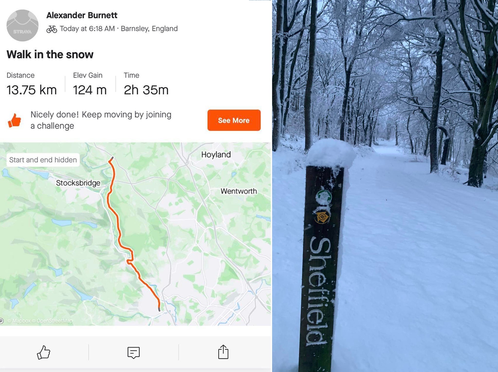 Dr Burnett recorded the hike on his Strava and shared a picture of the journey