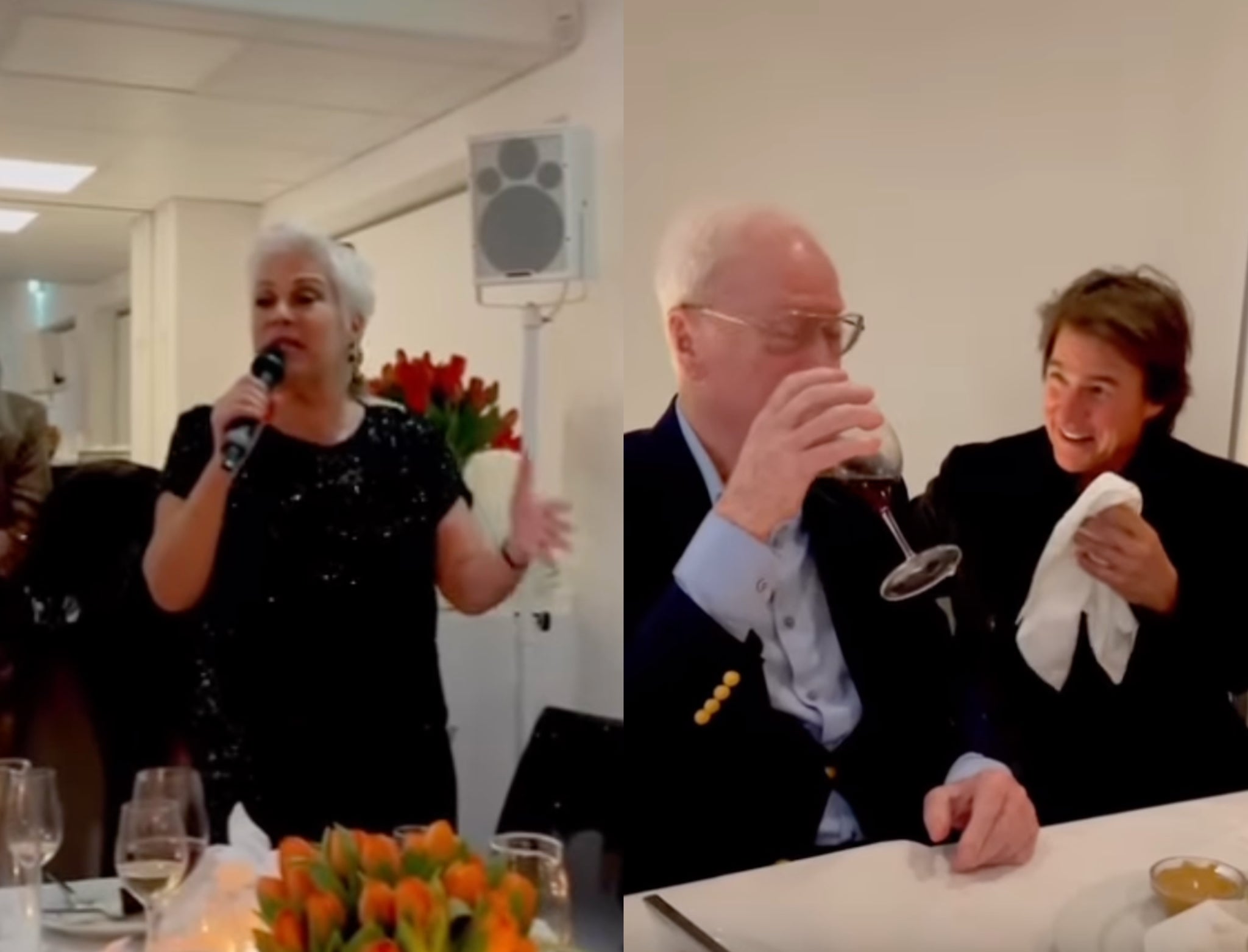 Denise Welch’s ‘dirty’ joke leaves Tom Cruise in hysterics at Michael Caine birthday party