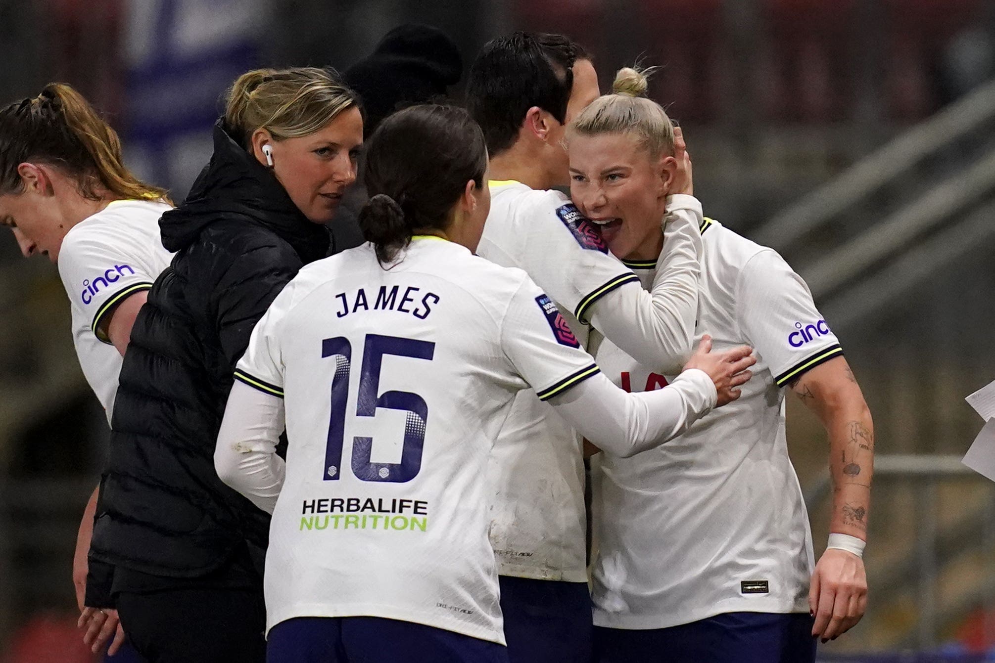 Bethany England celebrates her goal (John Walton/PA)