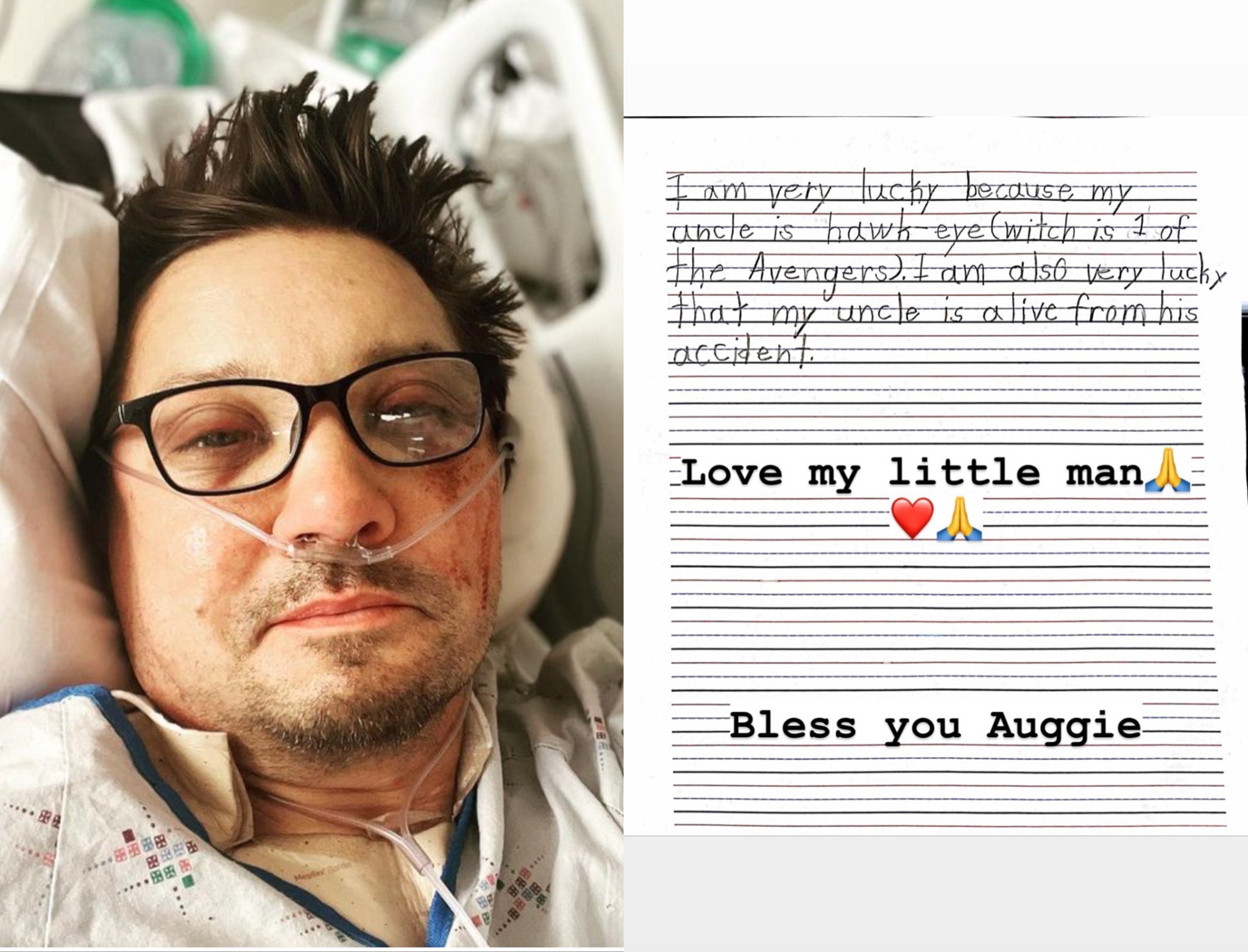 Jeremy Renner shares note from nephew