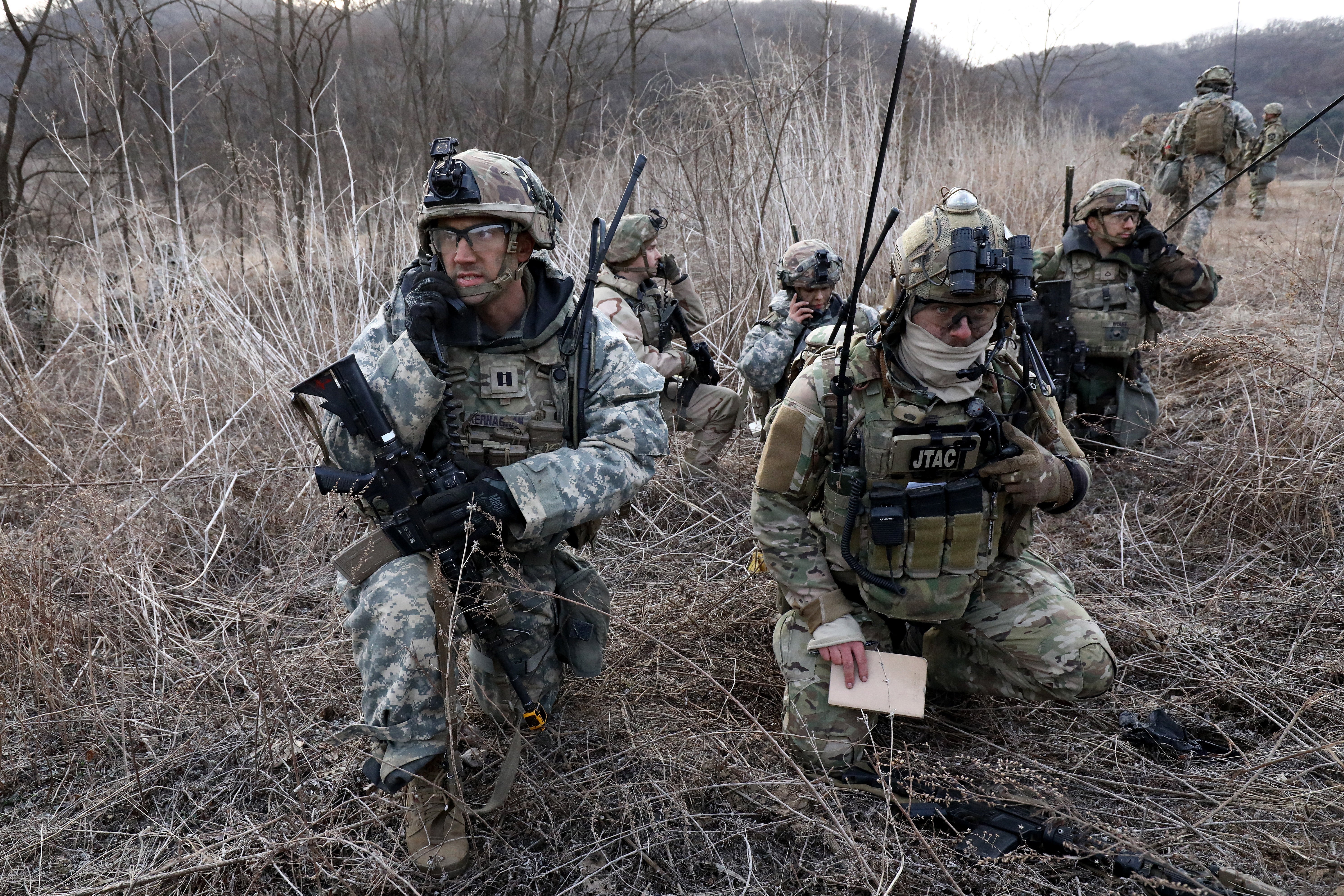 US soldiers from the 2nd Infantry Division participate in the joint Freedom Shield (FS) exercise with South Korean soldiers in Paju, South Korea