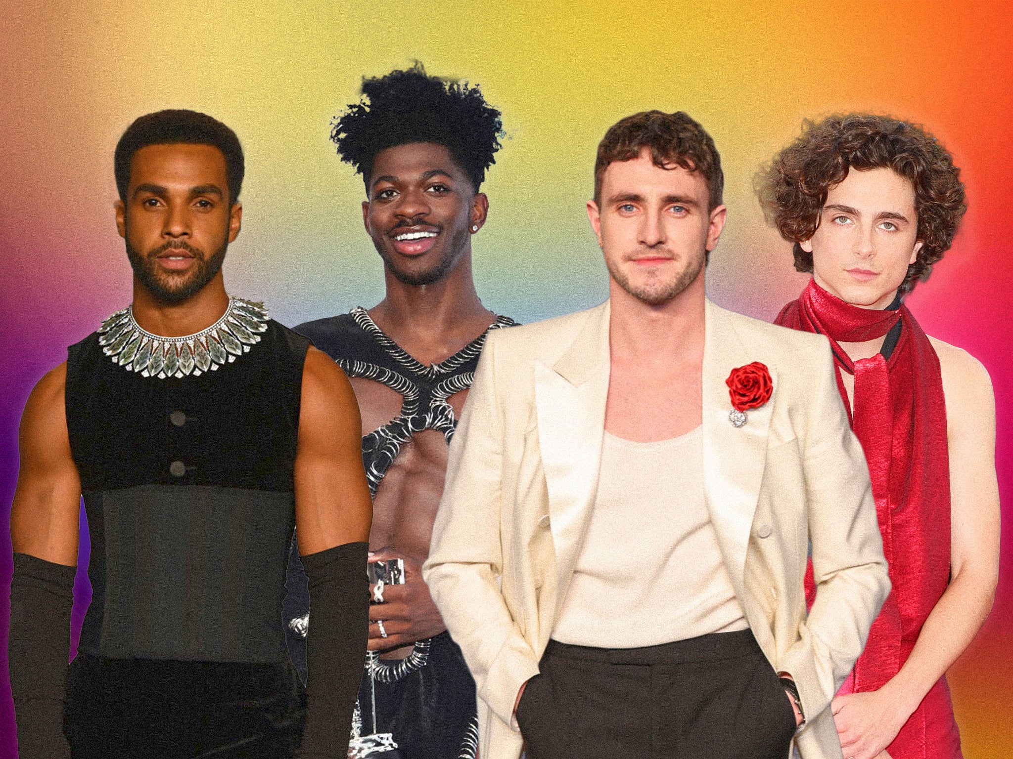 Lucien Laviscount, Lil Nas X, Paul Mescal and Timothée Chalamet are among the male stars playing with tradition on the red carpet in recent years