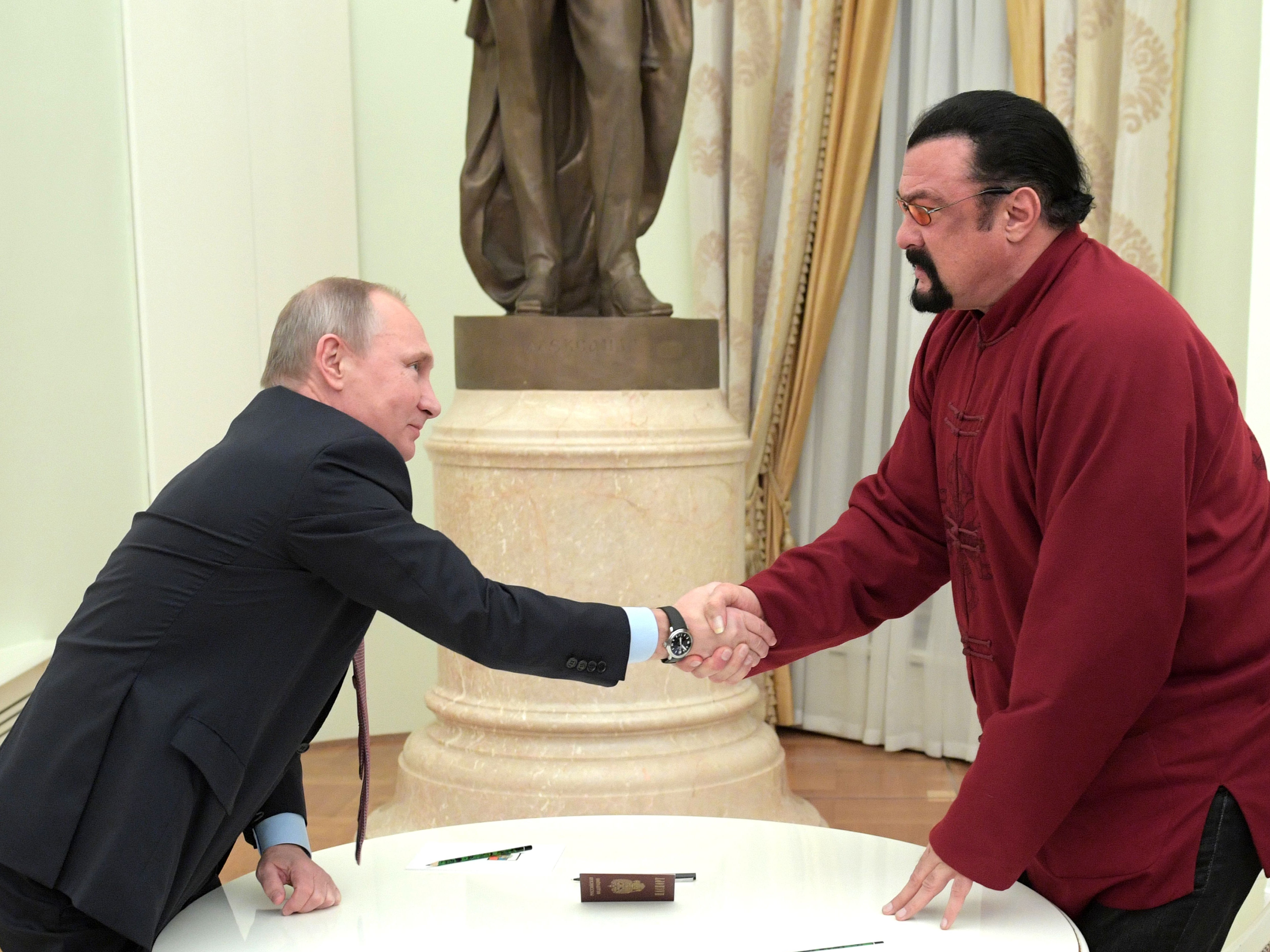 Vladimir Putin and Steven Seagal pictured in 2016