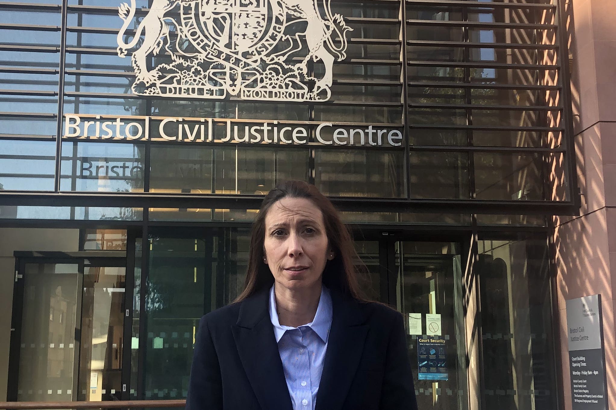 Kristie Higgs outside the Civil Justice Centre in Bristol (PA)