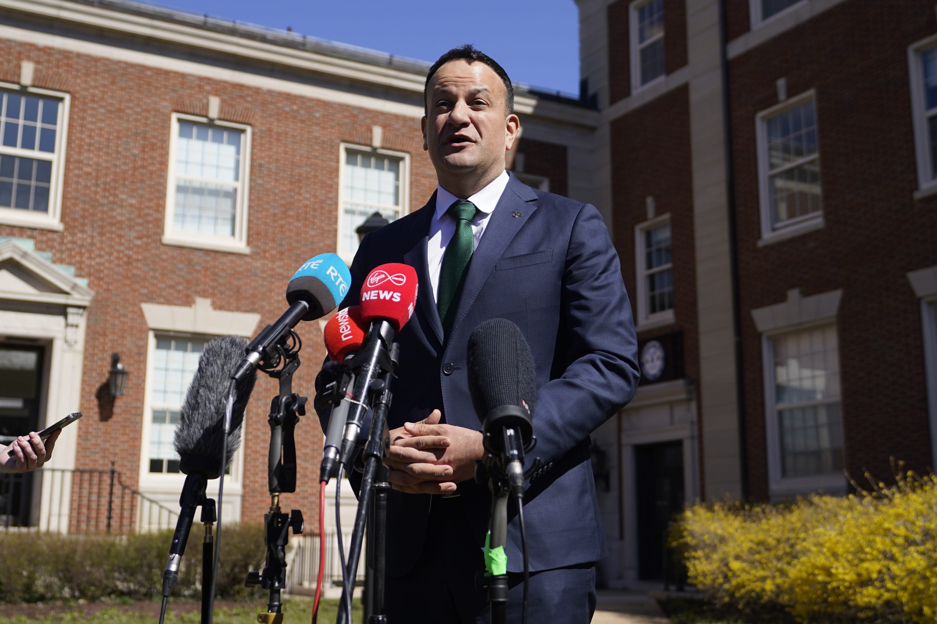 Taoiseach Leo Varadkar speaks to the media at Howard University Campus in Washington, DC (PA)