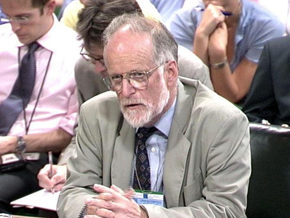 Microbiologist Dr David Kelly during questioning by the Commons select comittee