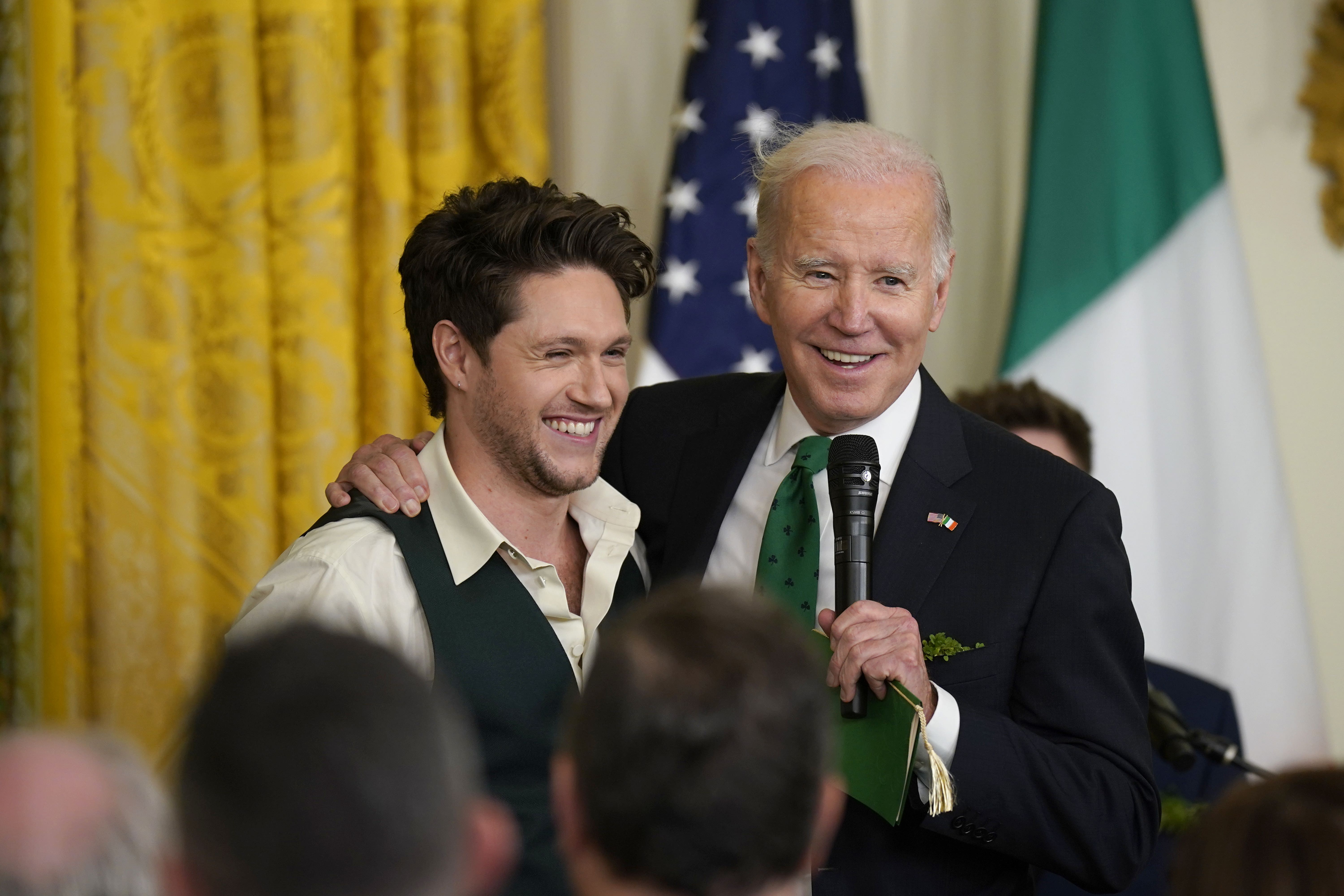 Niall Horan with US President Joe Biden during a St Patrick’s Day Celebration reception (Niall Carson/PA)