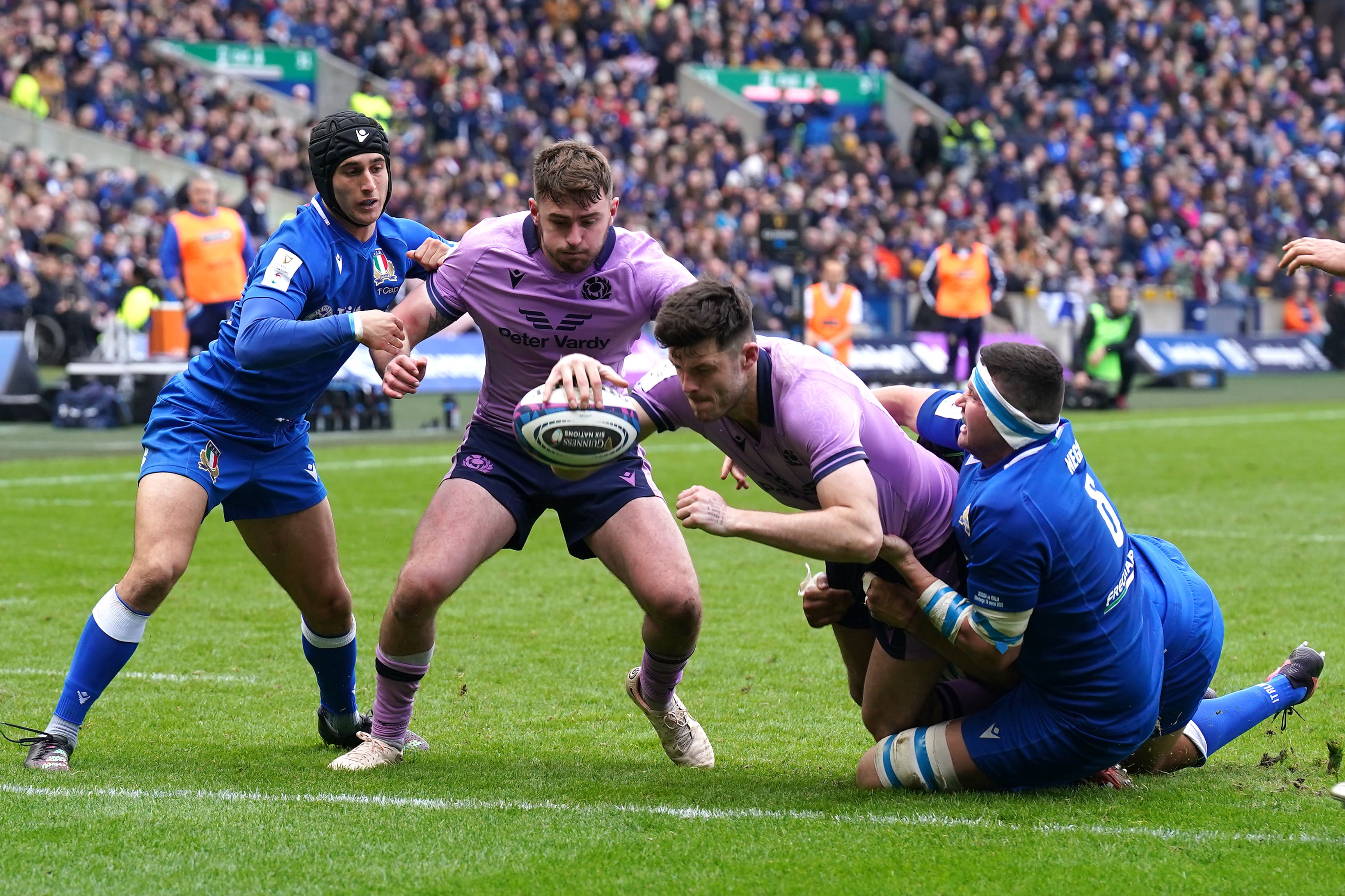 Blair Kinghorn notched a hat-trick at Murrayfield