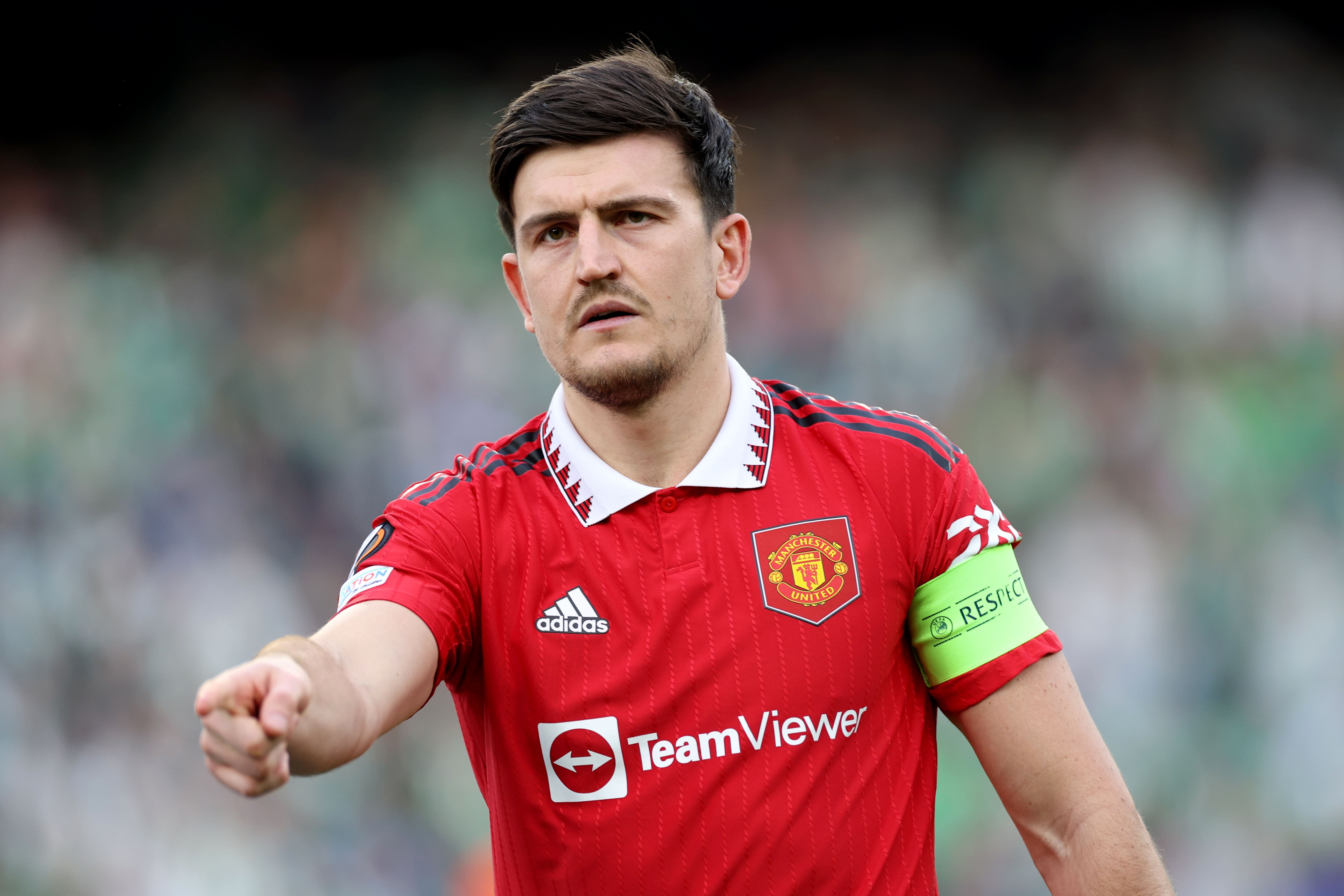 Erik Ten Hag praised Harry Maguire’s leadership in Seville (Isabel Infantes/PA)