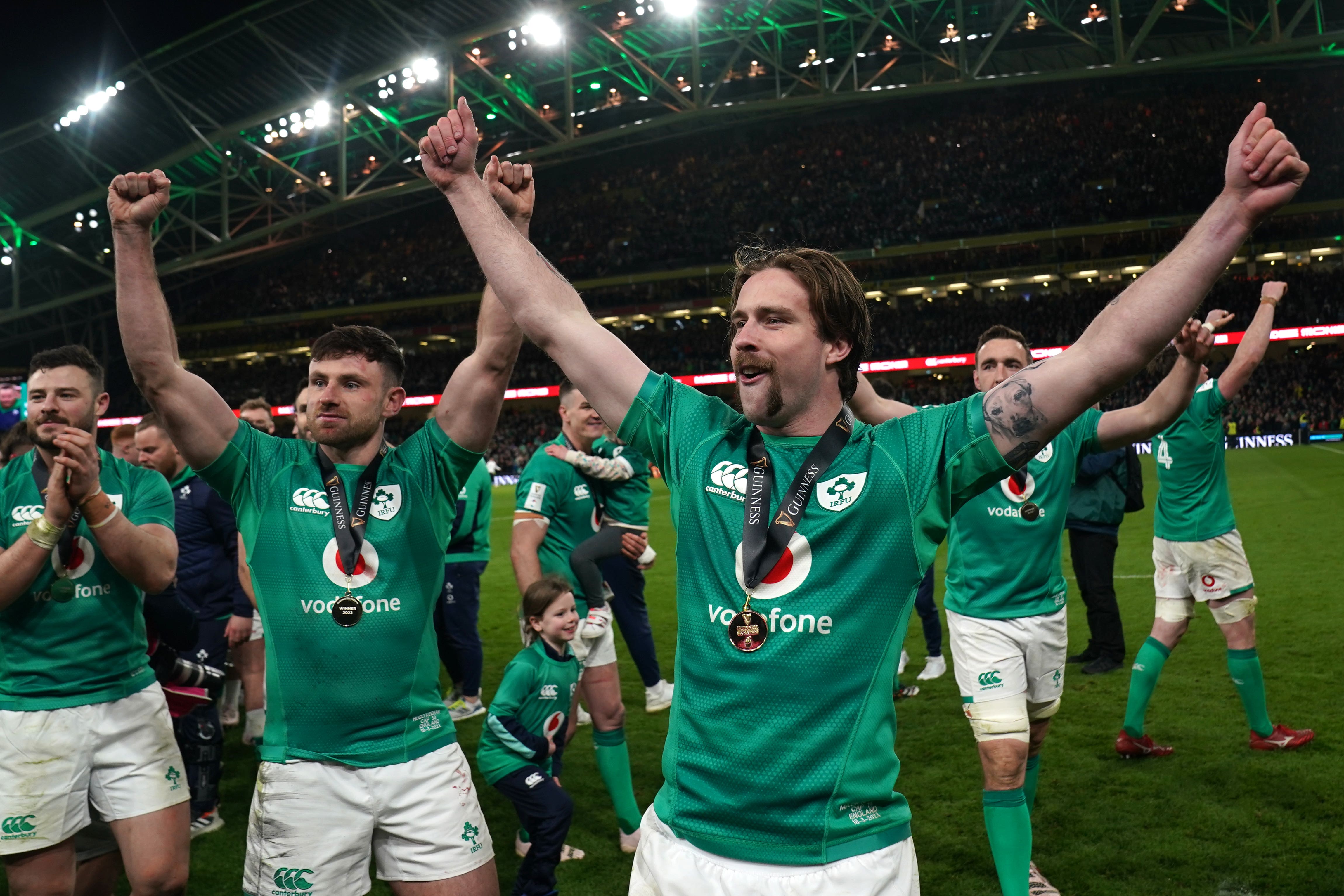 Mack Hansen, right, qualifies for Ireland through his Cork-born mother (Brian Lawless/PA)