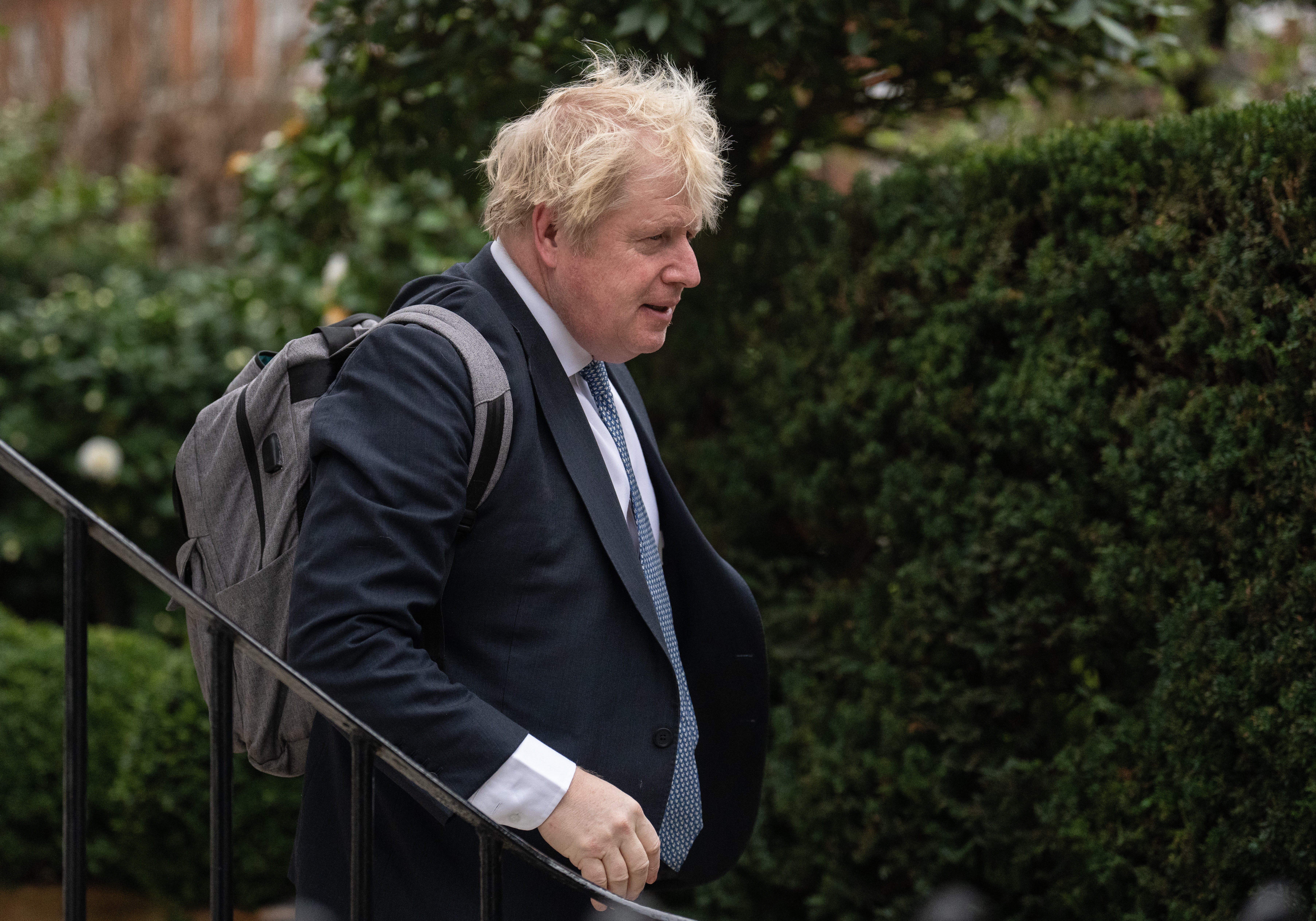 Former British prime minister Boris Johnson leaves his home