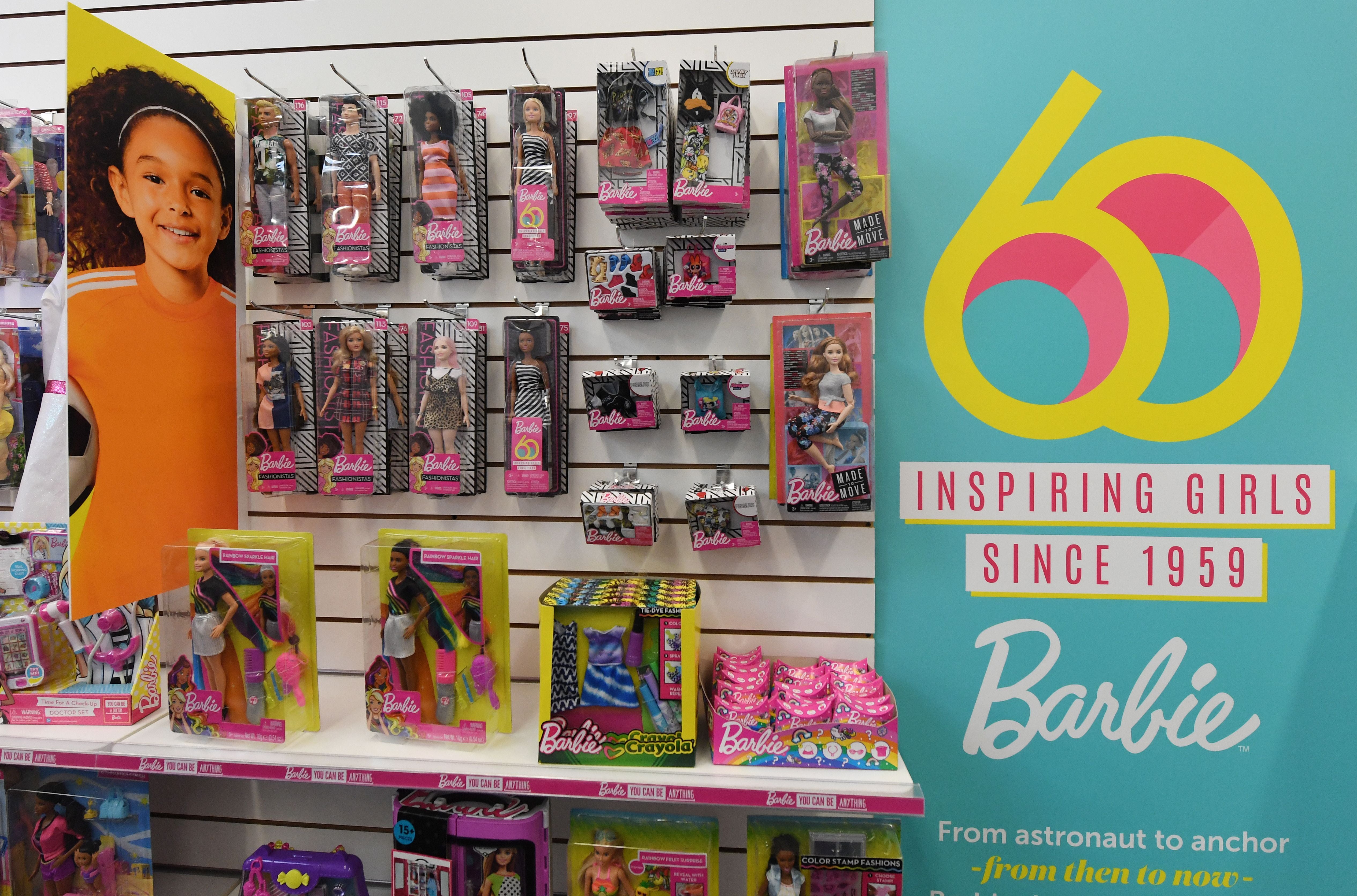 Barbie dolls are displayed at a workshop in the Mattel design centre