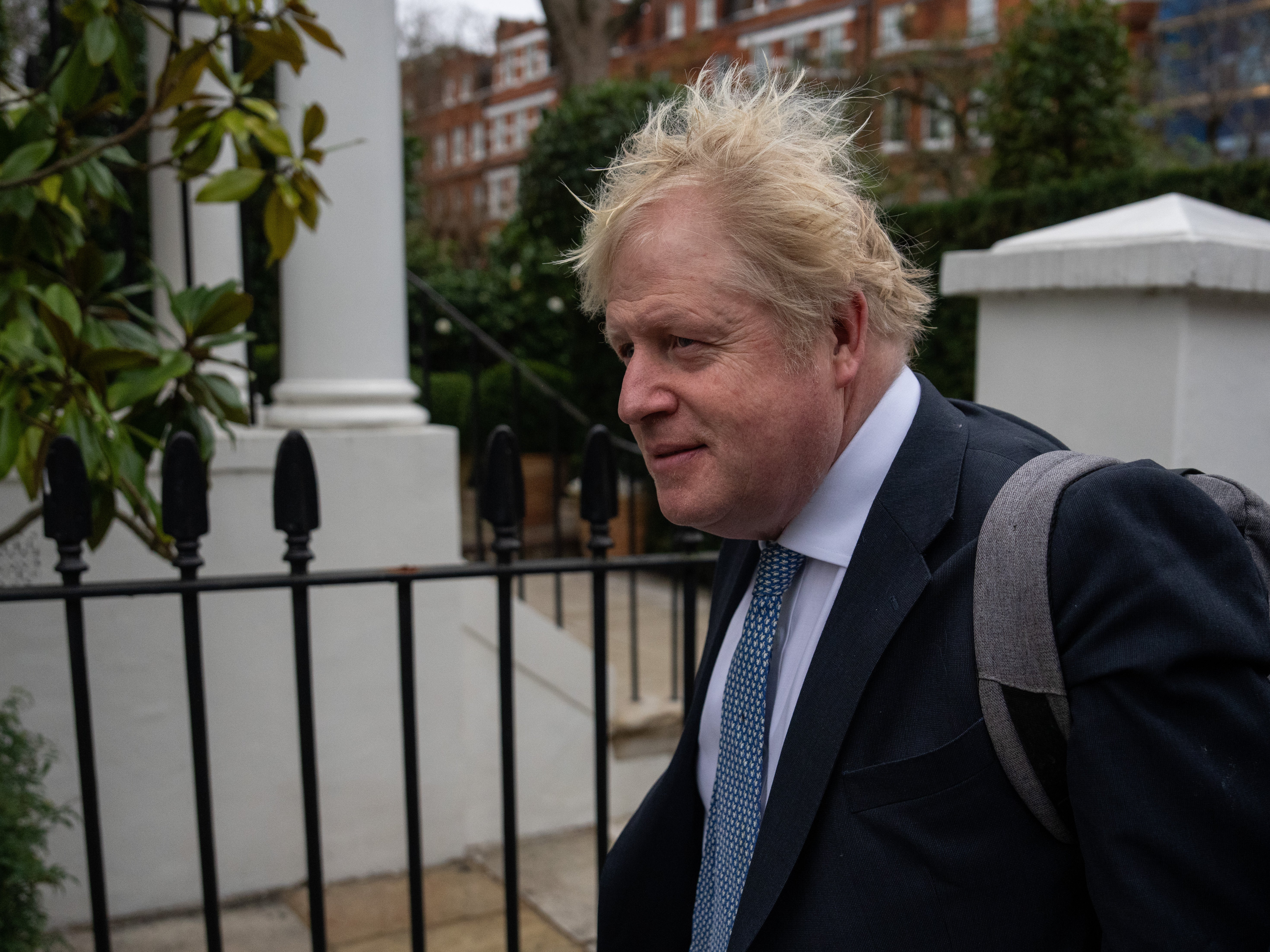 Boris Johnson outside his home on Monday