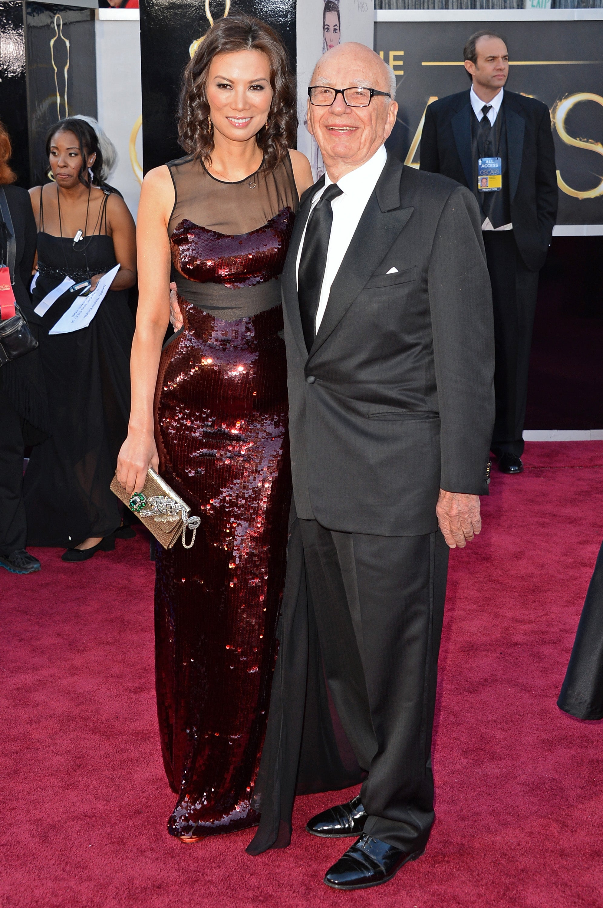 Rupert Murdoch (R) and Wendi Deng Murdoch arrives at the Oscars at Hollywood & Highland Center on February 24, 2013