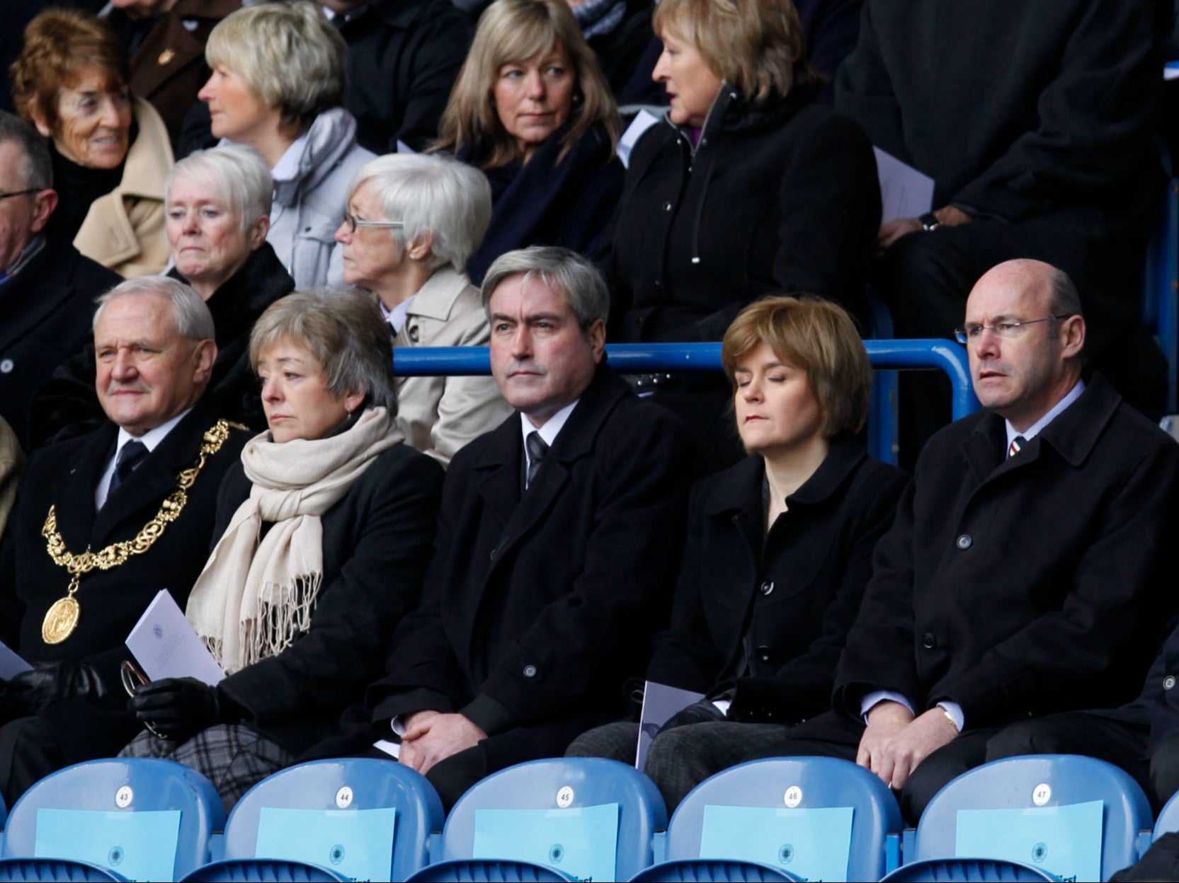 Nicola Sturgeon during the service to commemorate the 40th anniversary memorial of the Ibrox disaster