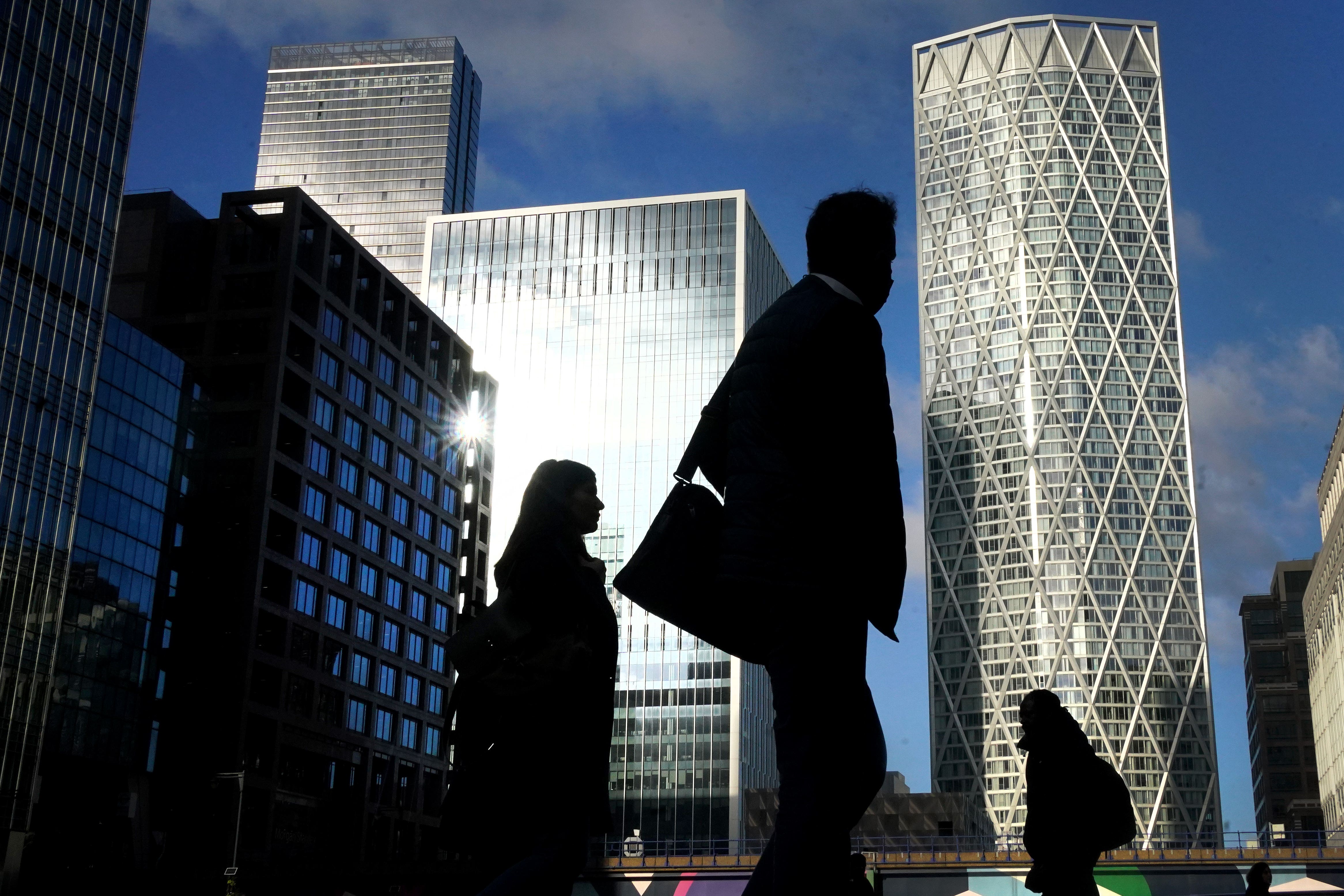 Commuters in Canary Wharf in London