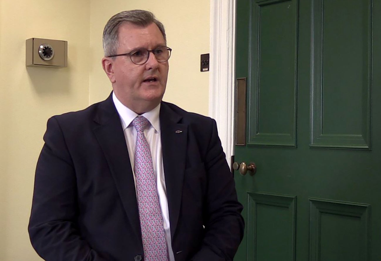 Jeffrey Donaldson explaining his stance at Stormont on Monday