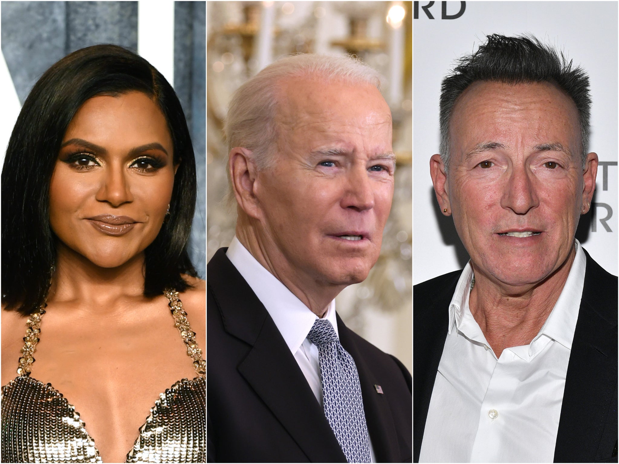 (Left to right) Mindy Kaling, Joe Biden and Bruce Springsteen