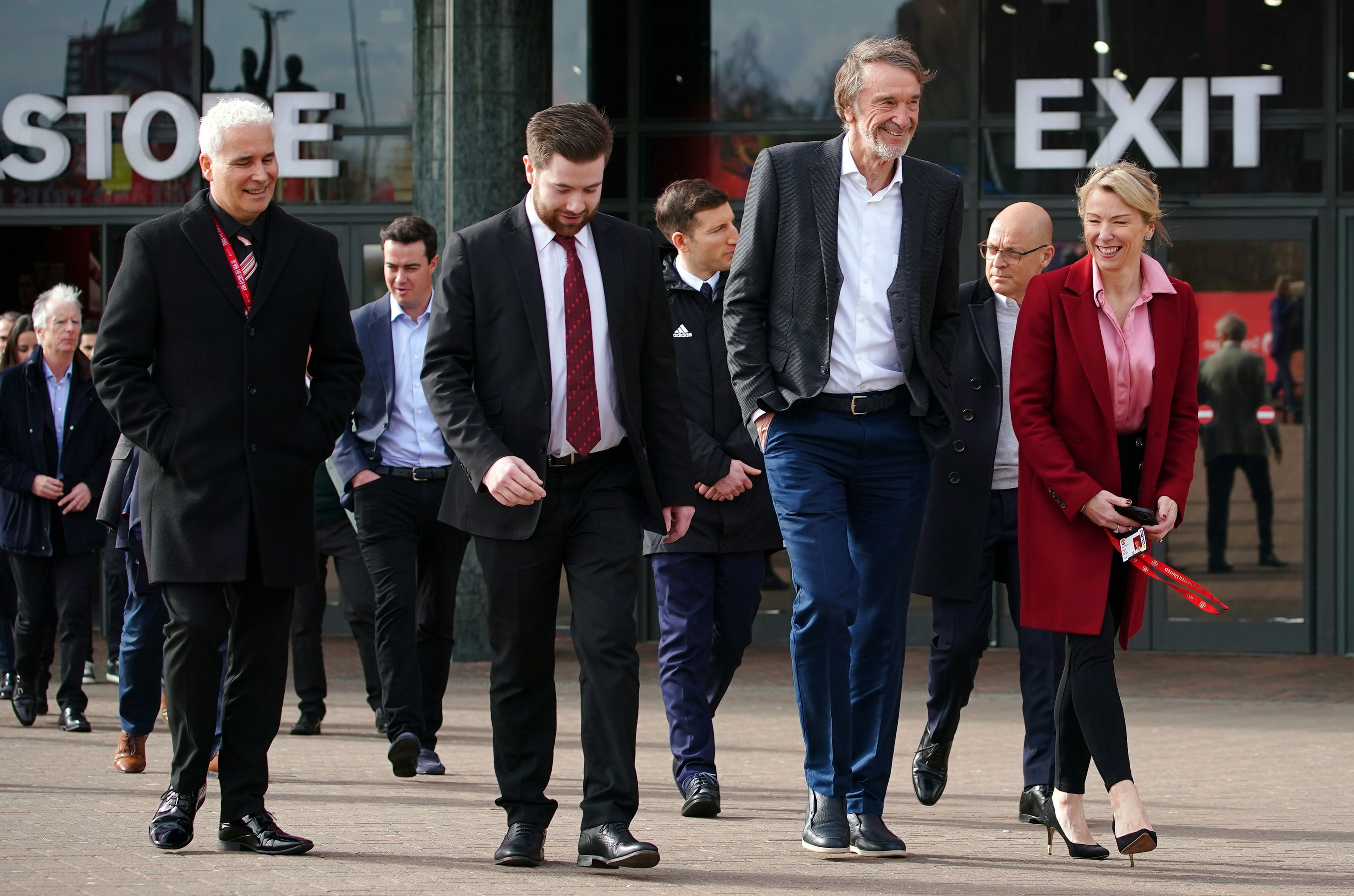 Sir Dave Brailsford, back right, with Jim Ratcliffe at Old Trafford