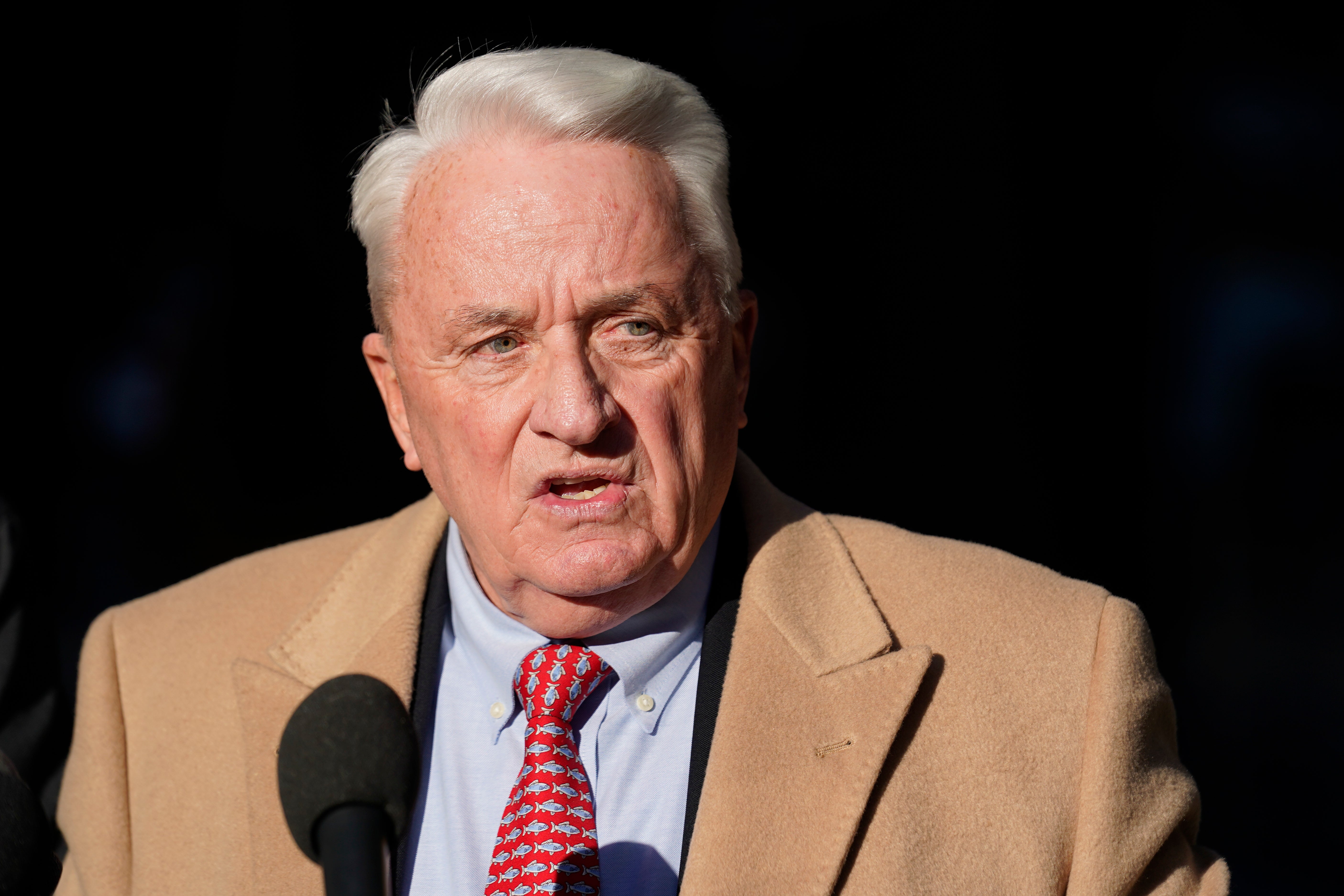 Robert Costello speaks to reporters in Manhattan