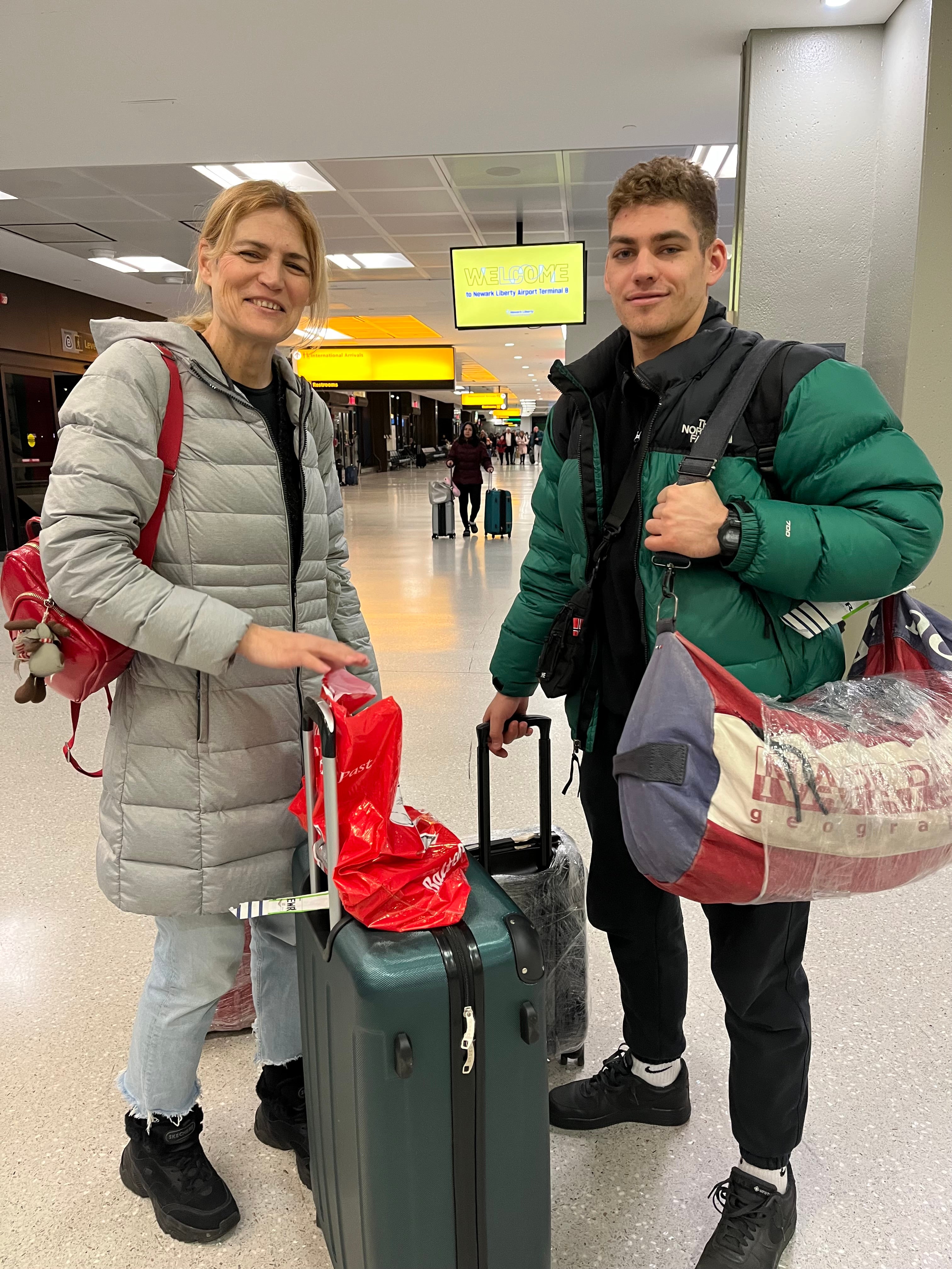 Katya and Dima arrive at Newark Airport