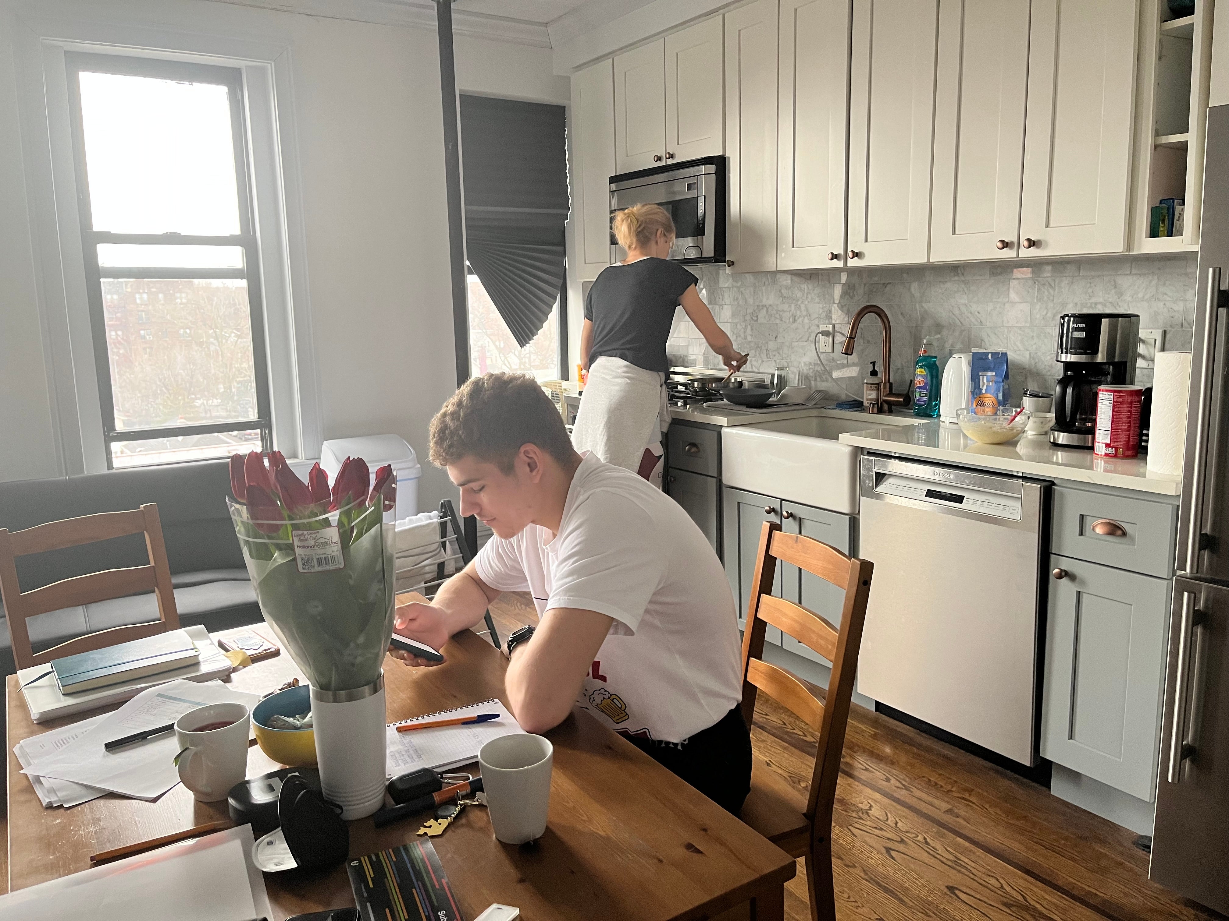 Katya and Dima in their kitchen